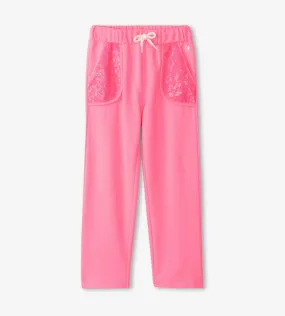 Hatley Girls Pink Neon Baggy Tracksuit Bottoms