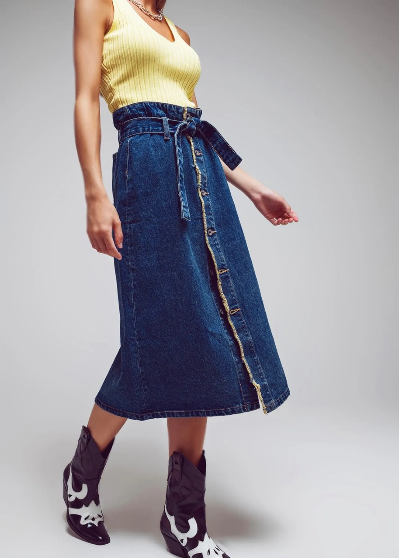 Hazel Denim Midi Skirt