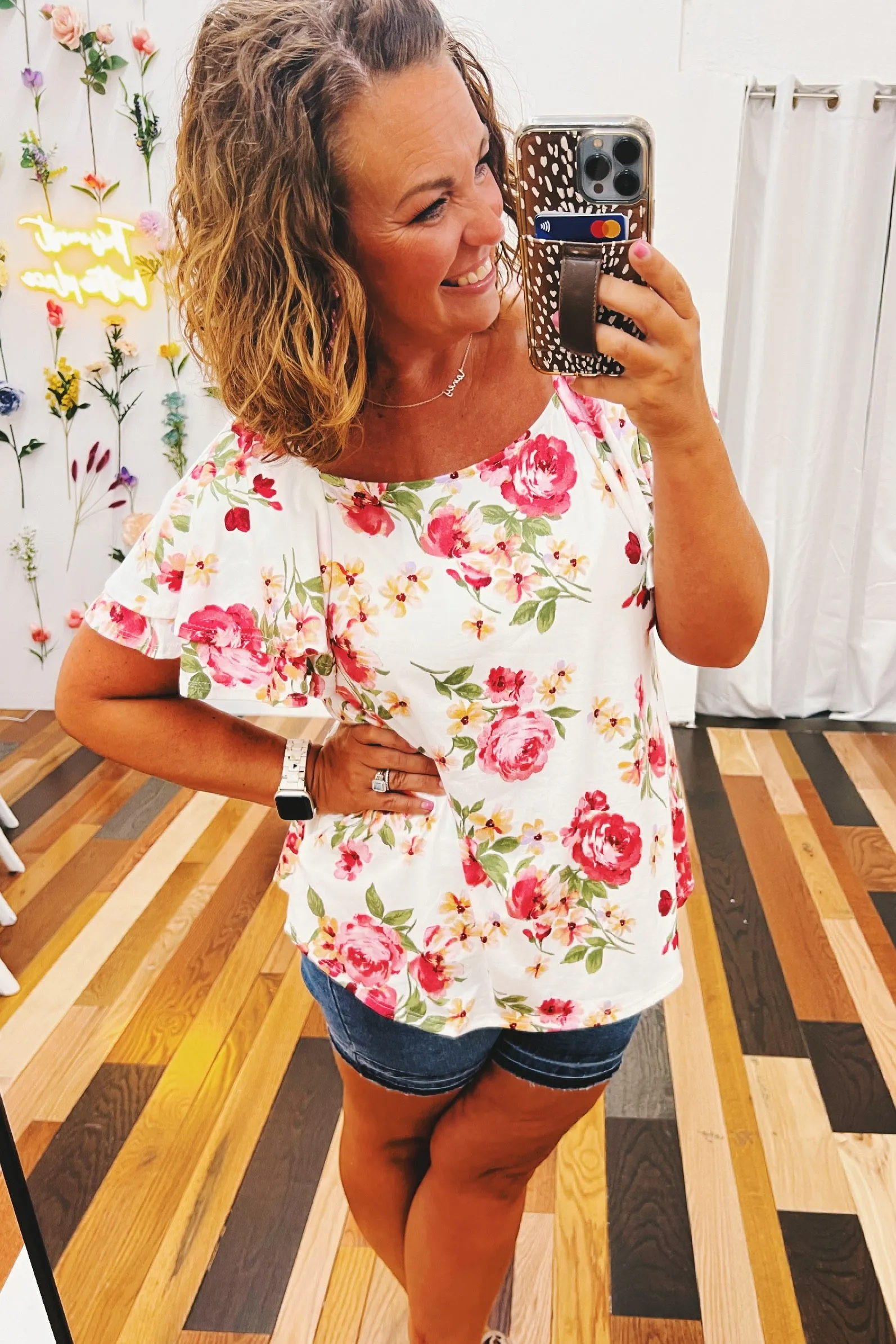 June Floral Square Neck Top