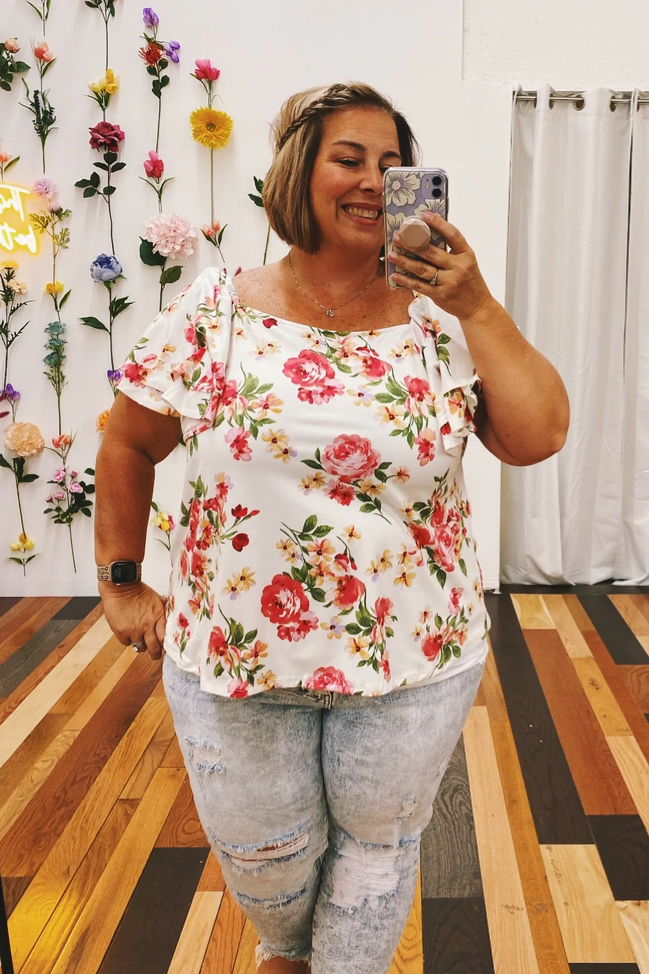 June Floral Square Neck Top