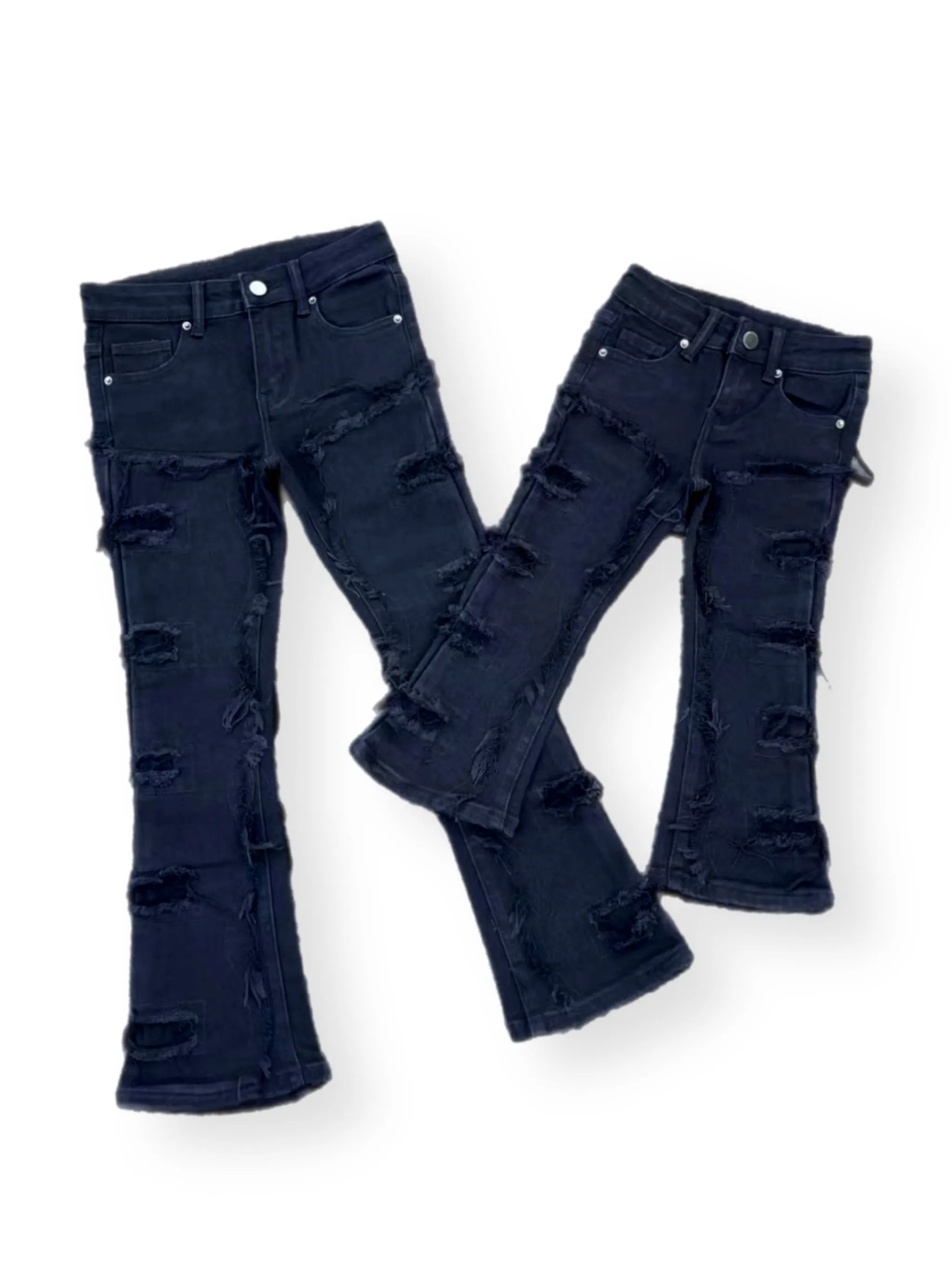 Kids black stack Denim