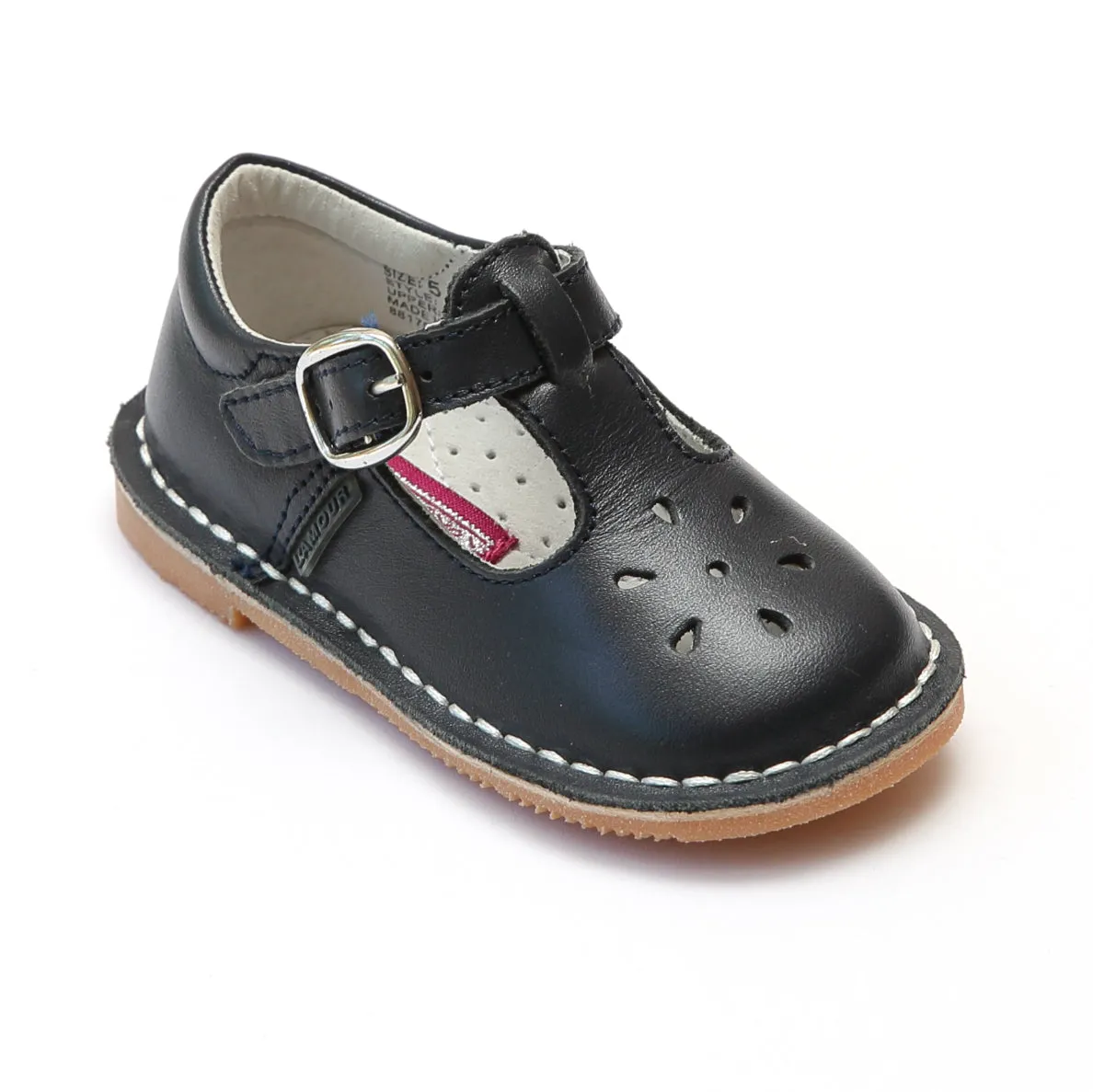 L'Amour Girls Classic 751 Black Leather Mary Janes