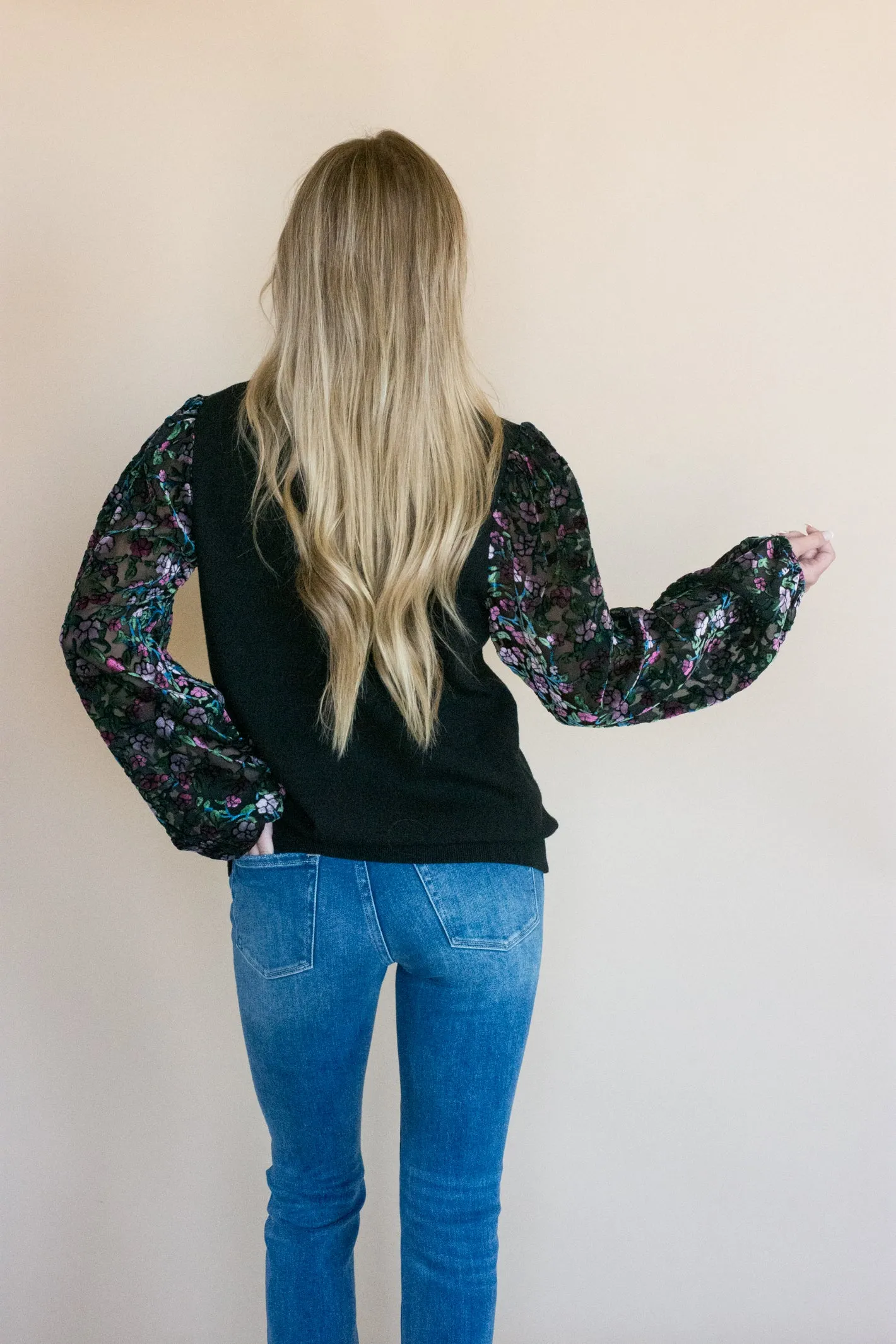 Letting You Go Floral Burnout Knit Top