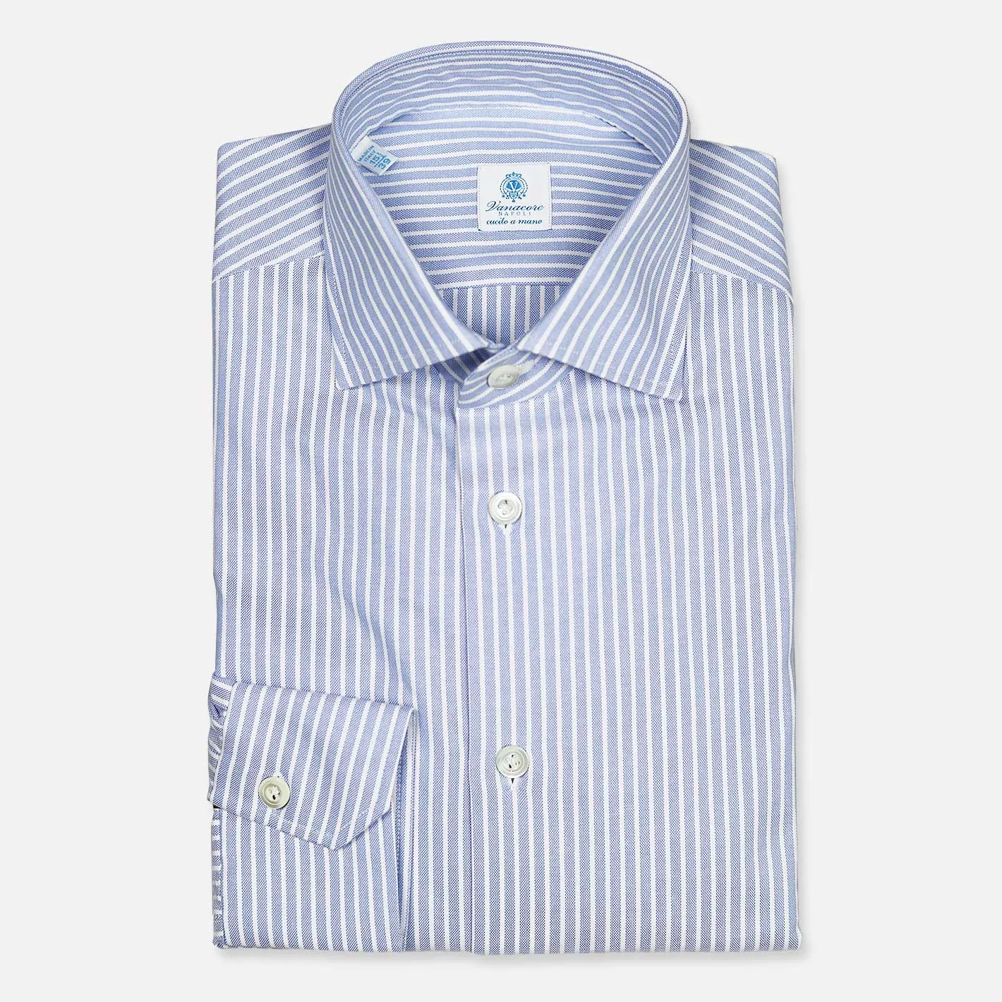 Light Blue Striped Oxford Semi-cutaway Shirt