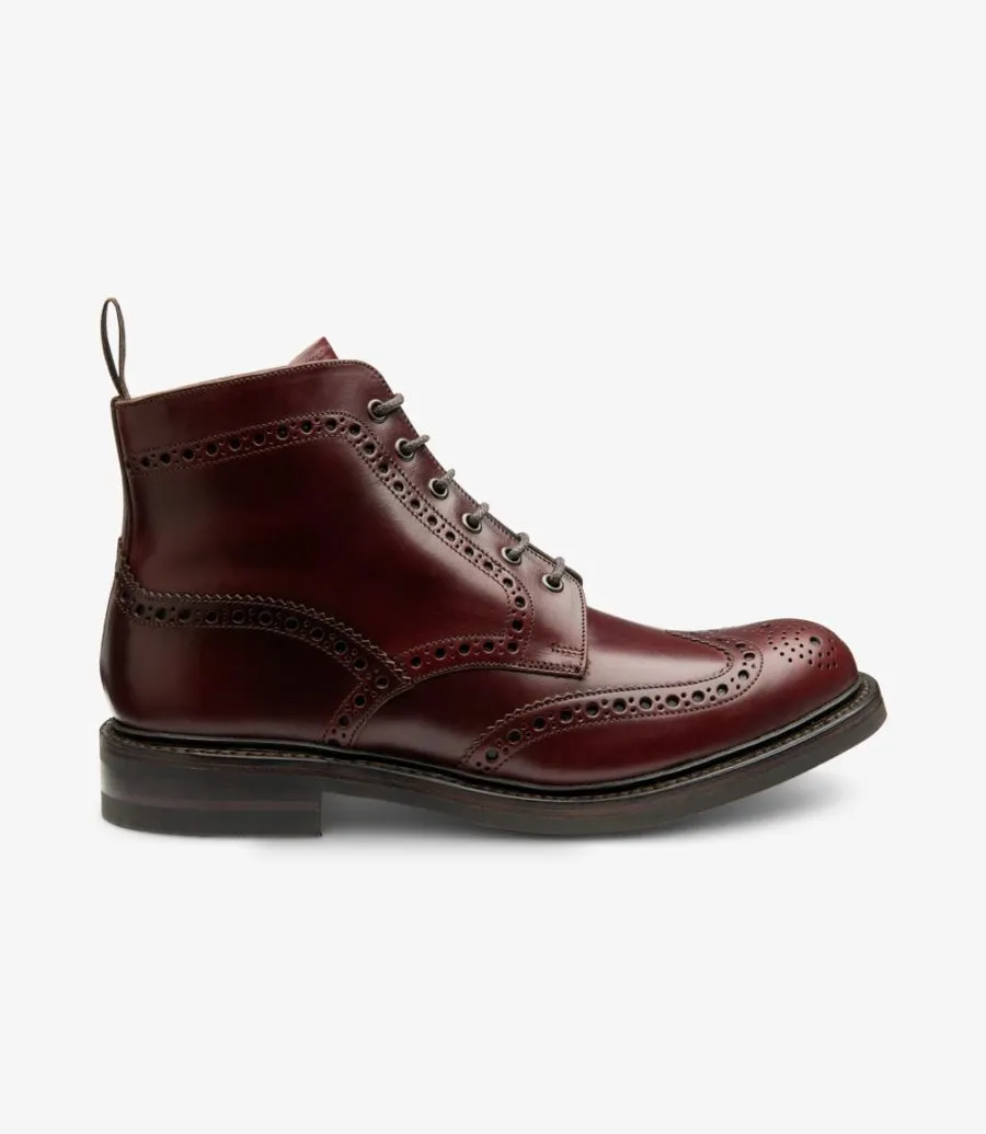 LOAKE Bedale Brogue Boot - Brown Calf