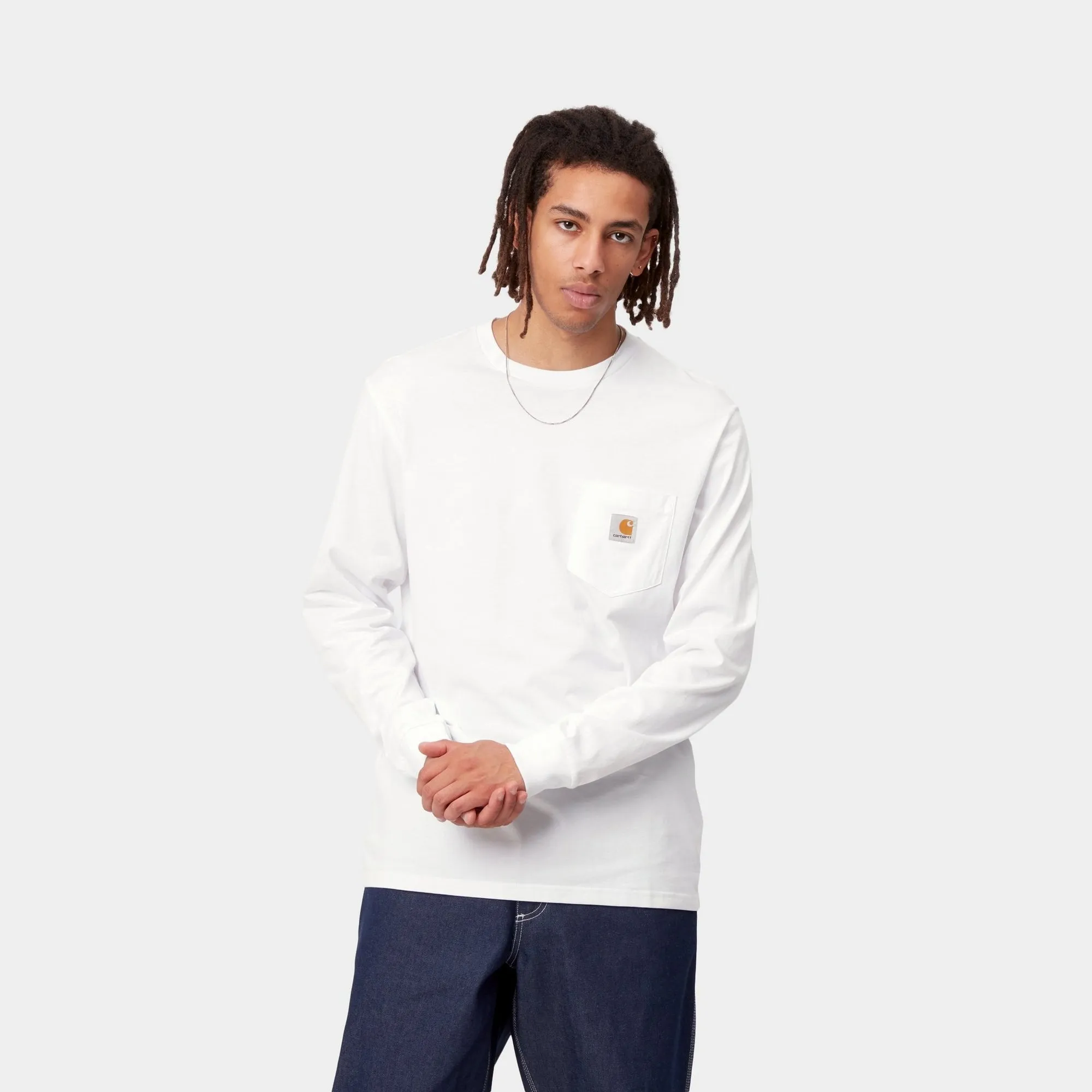 Long Sleeve Pocket T-Shirt | White