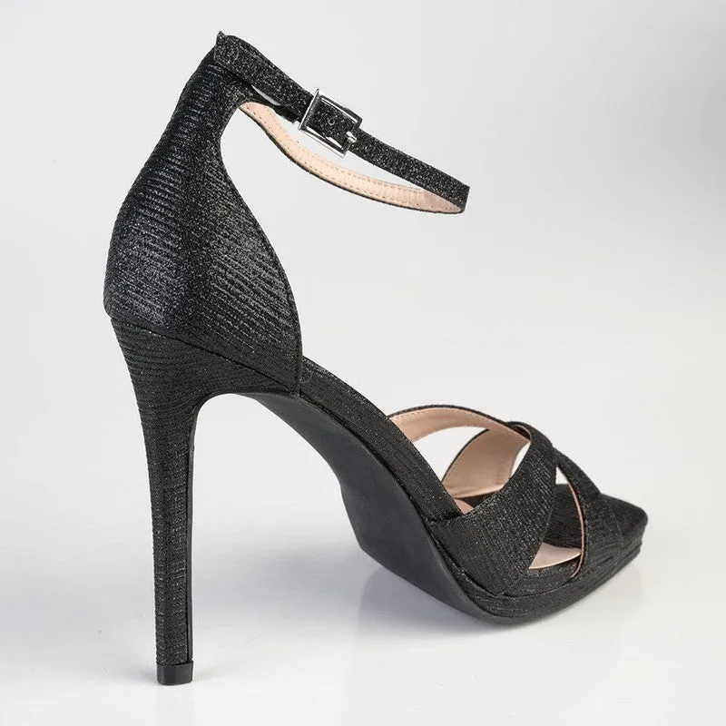 Madison Azaria Cross Over Platform Sandal - Black