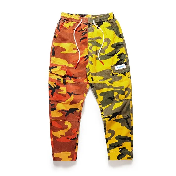 Men camouflage cargo jogger pants teenager hip pop camo Harajuku trackpants male loose multi pocket high street harem sweatpants