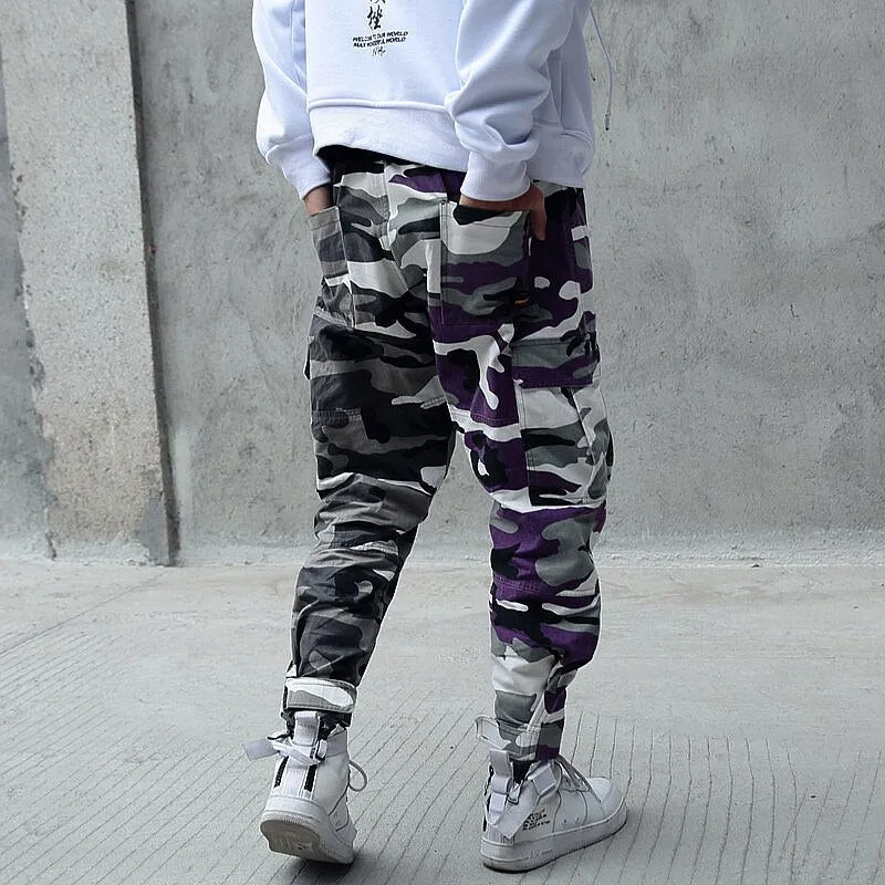 Men camouflage cargo jogger pants teenager hip pop camo Harajuku trackpants male loose multi pocket high street harem sweatpants