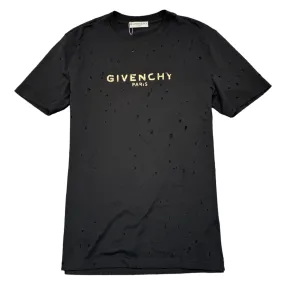 Men's Distressed Logo T-Shirt Black Size S