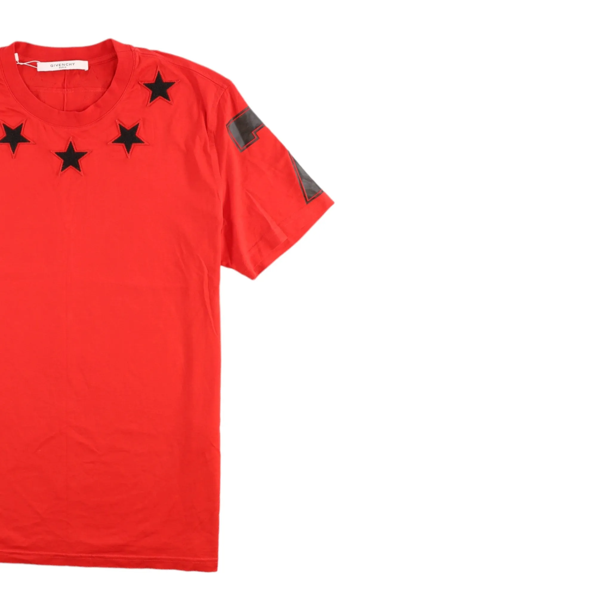 Men's Embroidered Star T-Shirt Red Size L