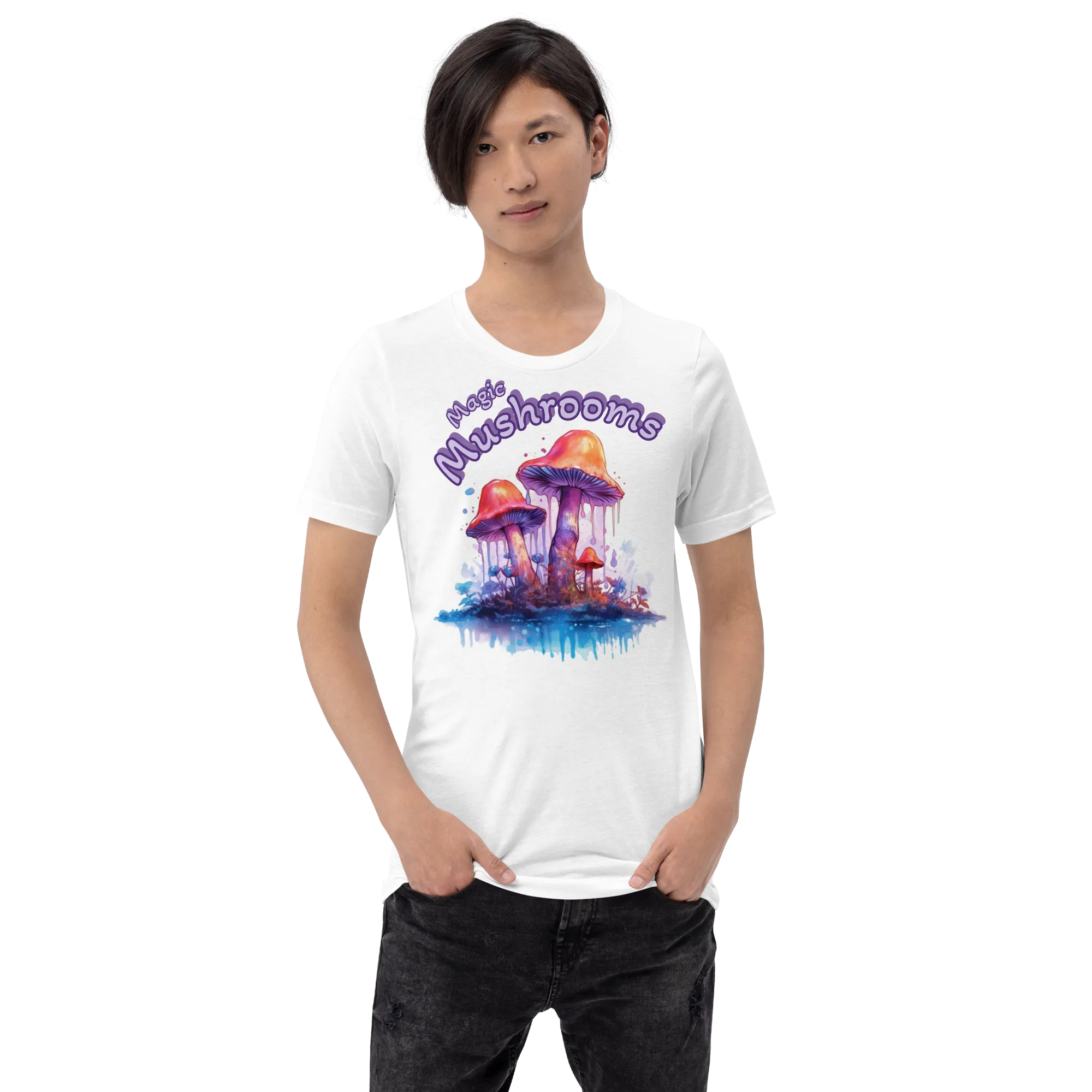 Men's Magic Mushrooms Watercolor Graphic T-Shirt