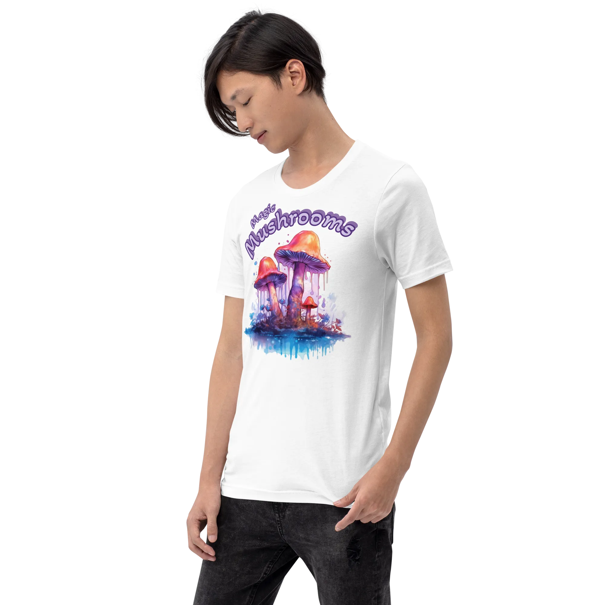 Men's Magic Mushrooms Watercolor Graphic T-Shirt