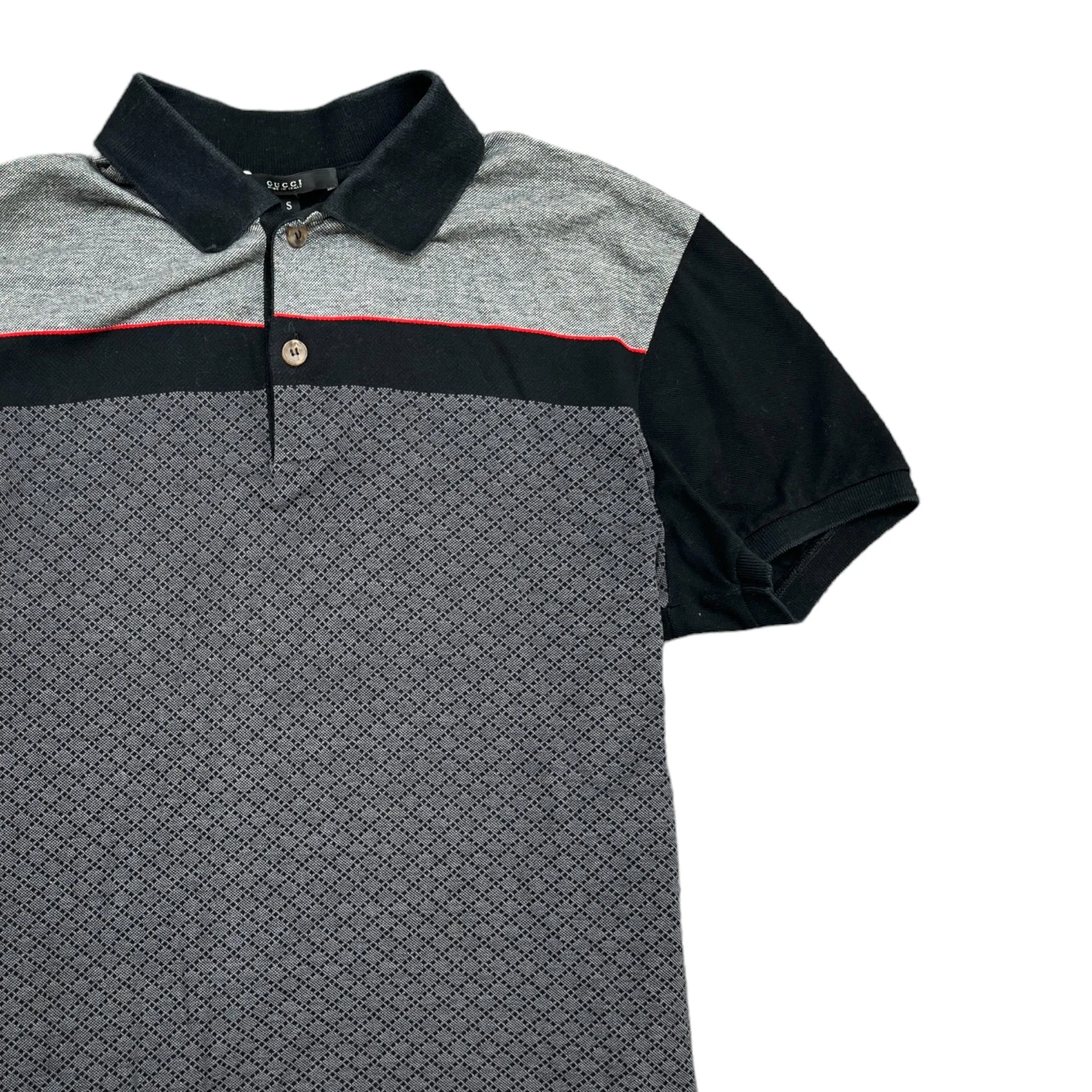 Men's Pattern Polo Shirt Black Size S