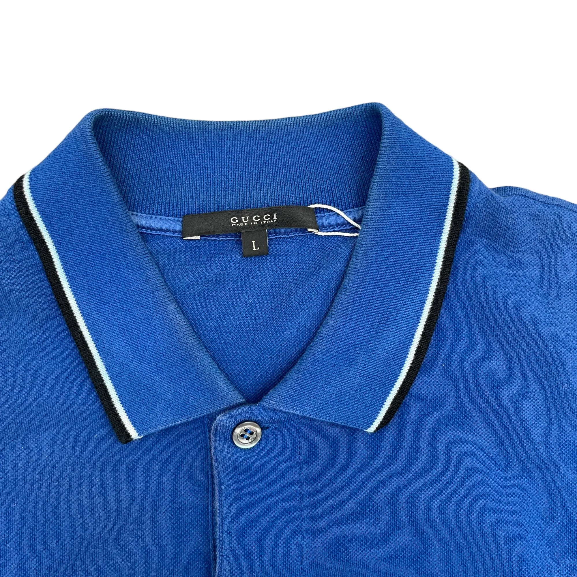 Men's Stripe Polo Shirt Blue Size L