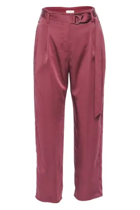 Merlot Satin Belted Cropped Pant