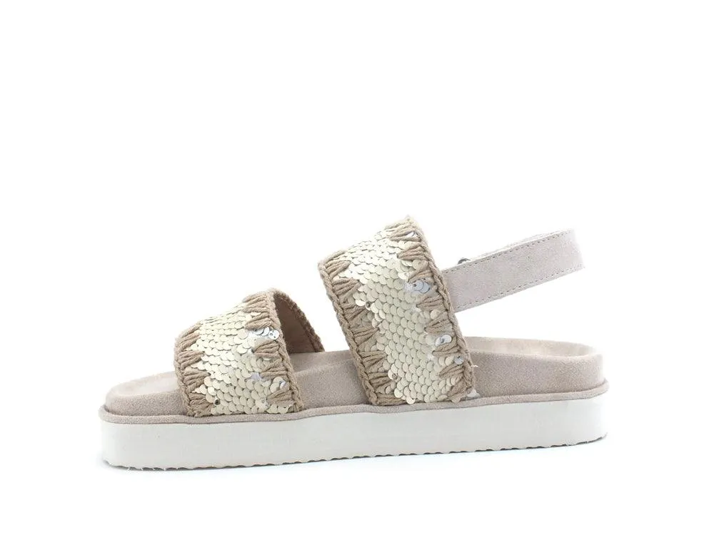 MOU Bio Sandal Strap Sequins Sandalo Pailettes Sequins Chalk MU.SW251002G