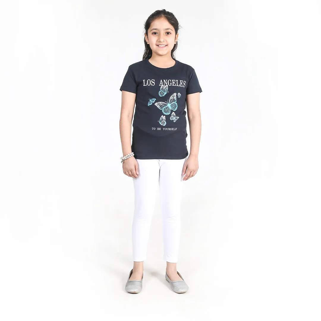 Navy Butterfly Graphic T-Shirt