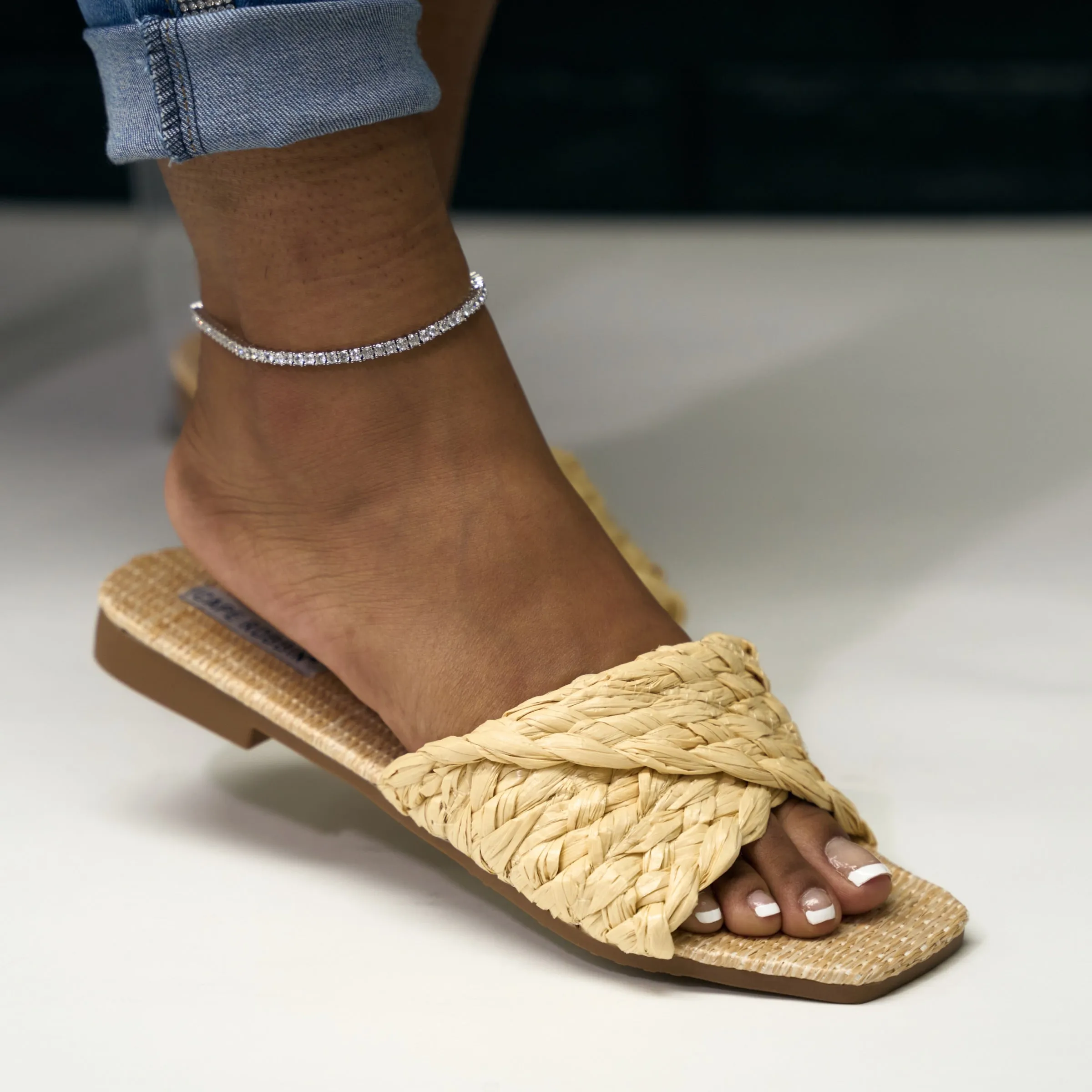 nude woven slide - yola