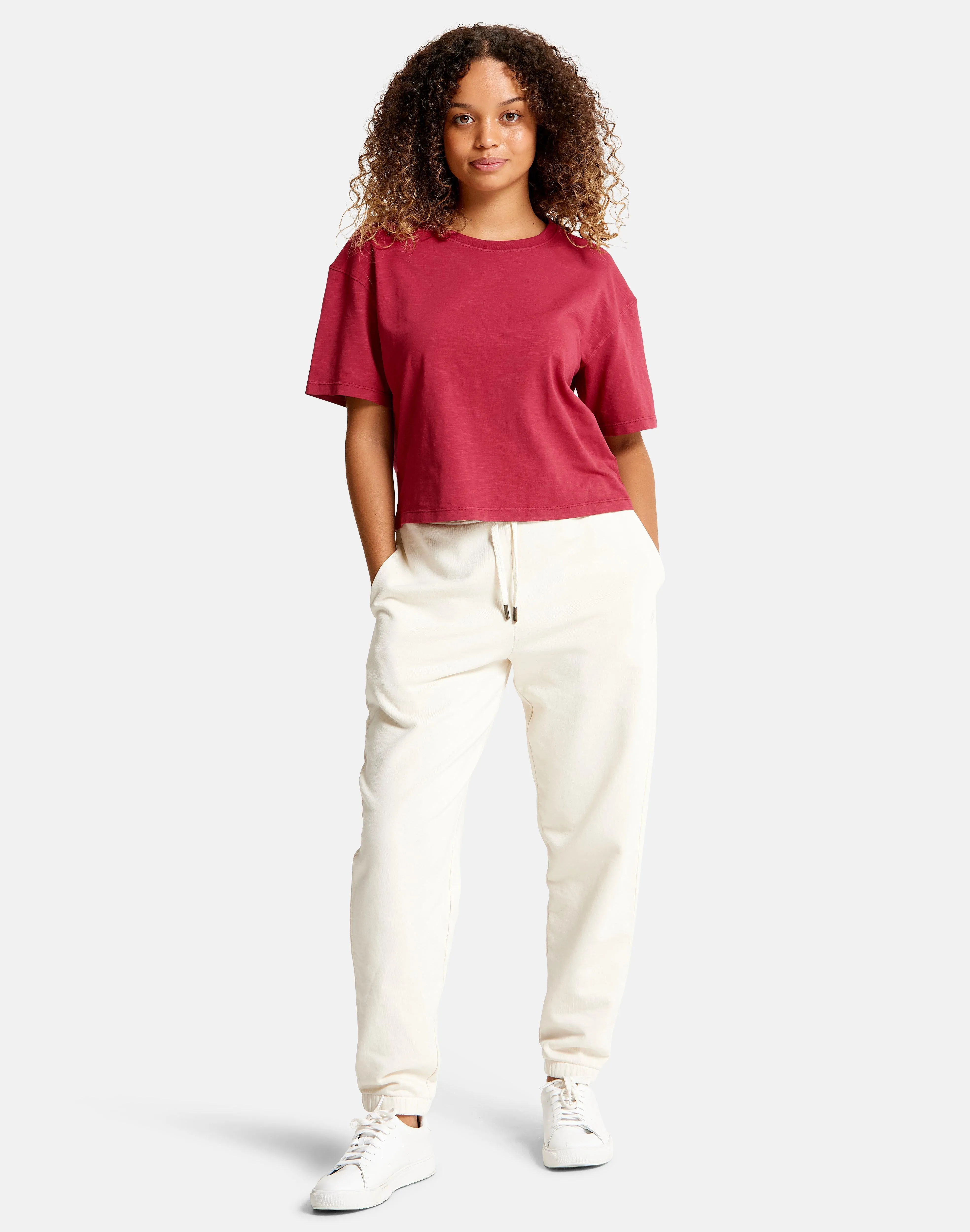 Olea Crop Tee in Rhubarb Red