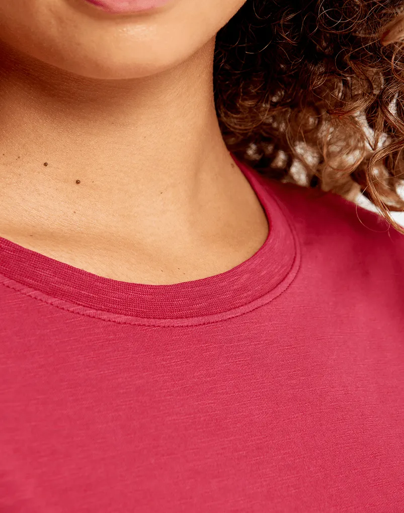 Olea Crop Tee in Rhubarb Red