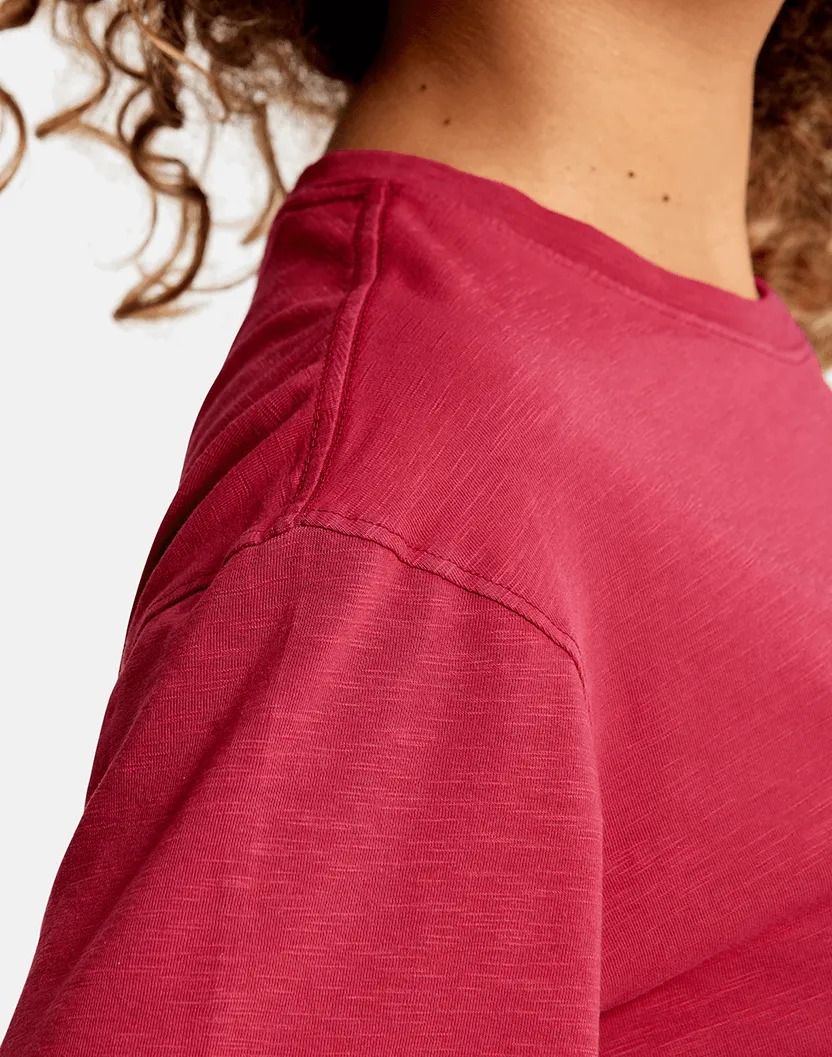 Olea Crop Tee in Rhubarb Red