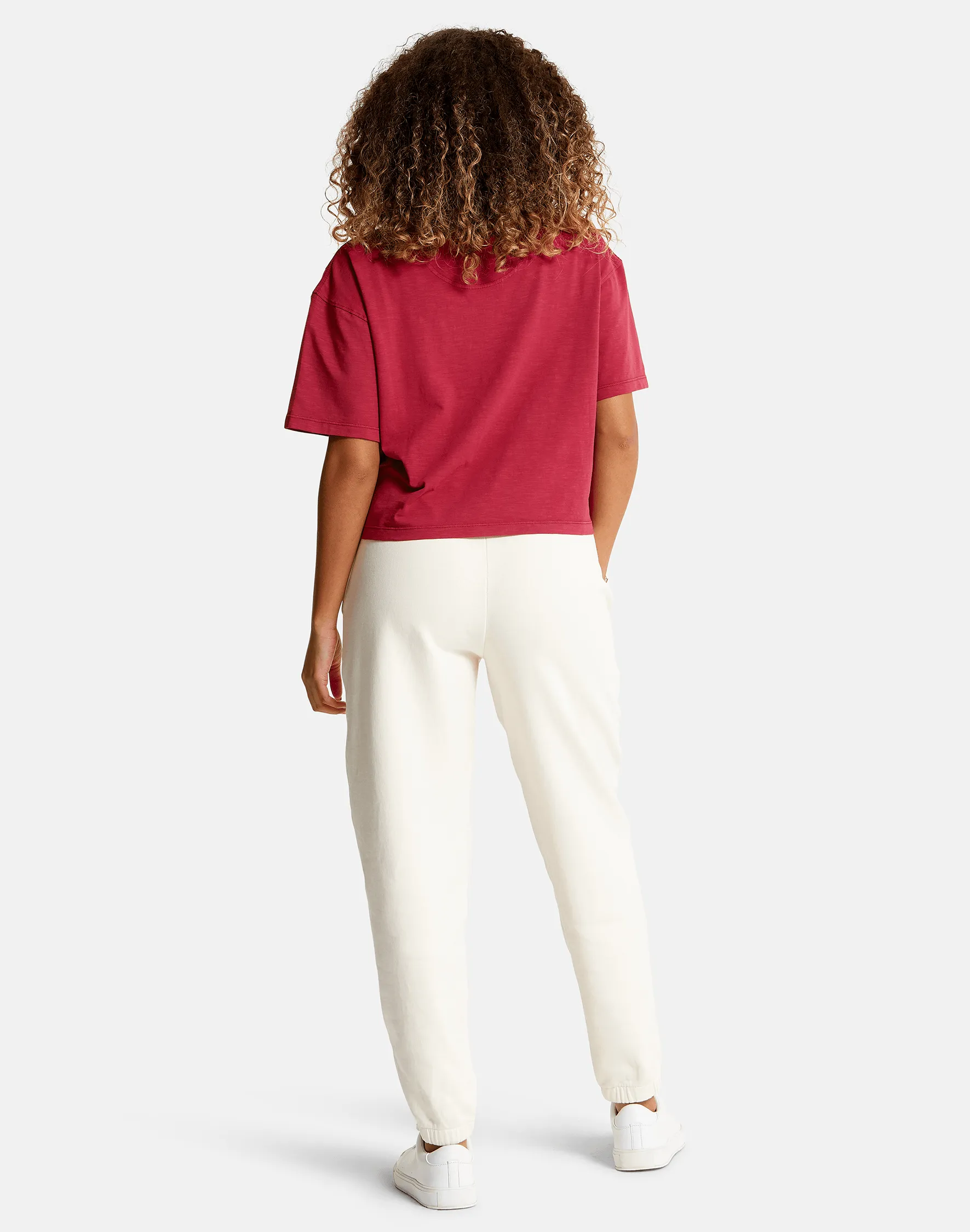 Olea Crop Tee in Rhubarb Red