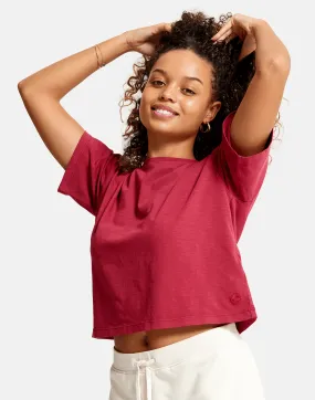 Olea Crop Tee in Rhubarb Red