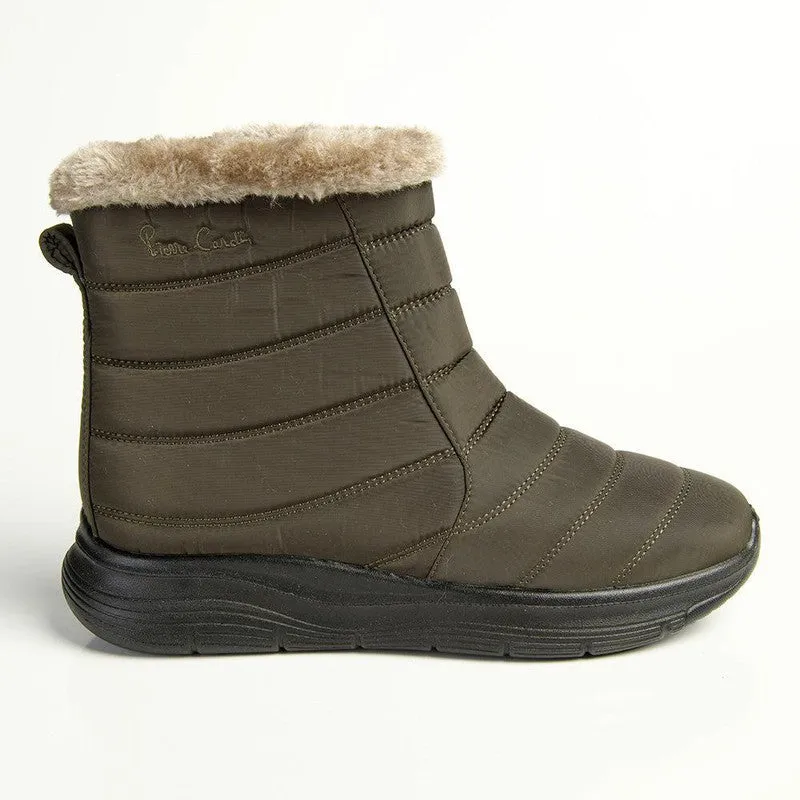 Pierre Cardin Eskimo Fur Collar Ankle Boot - Olive