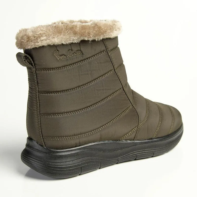 Pierre Cardin Eskimo Fur Collar Ankle Boot - Olive