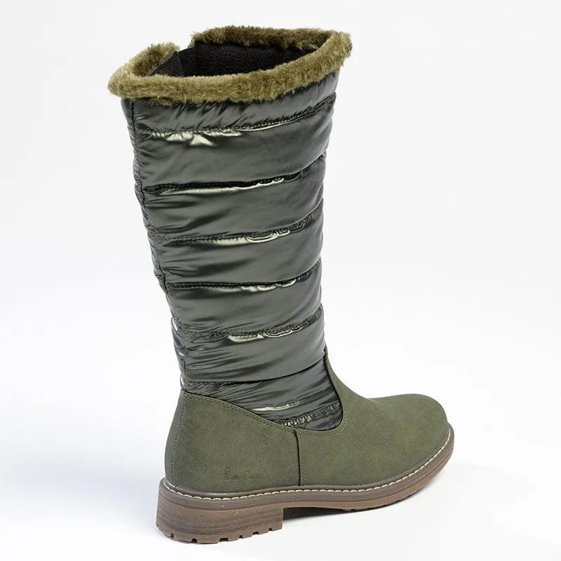 Pierre Cardin Full Length Puff Boot - Olive