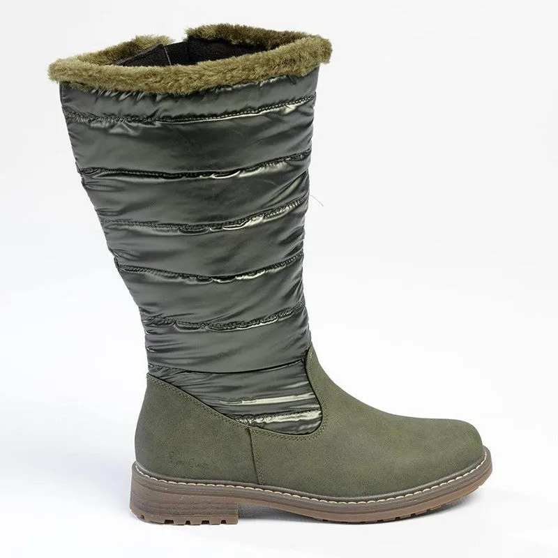 Pierre Cardin Full Length Puff Boot - Olive