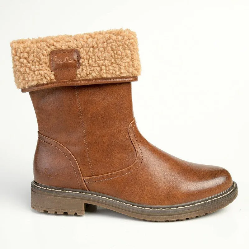 Pierre Cardin Fur Collar Ankle Boot - Tan