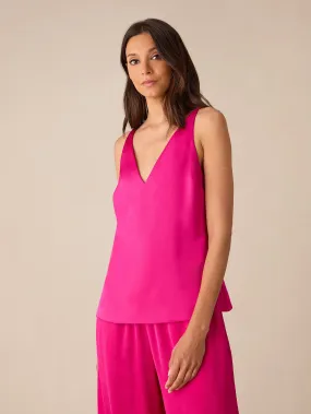 Pink Satin V-Neck Cami