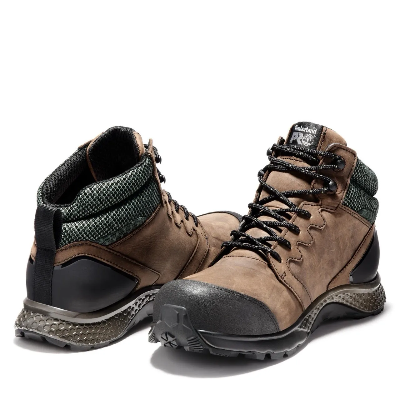 Reaxion Composite-Toe Waterproof Work Boot Brown/Green