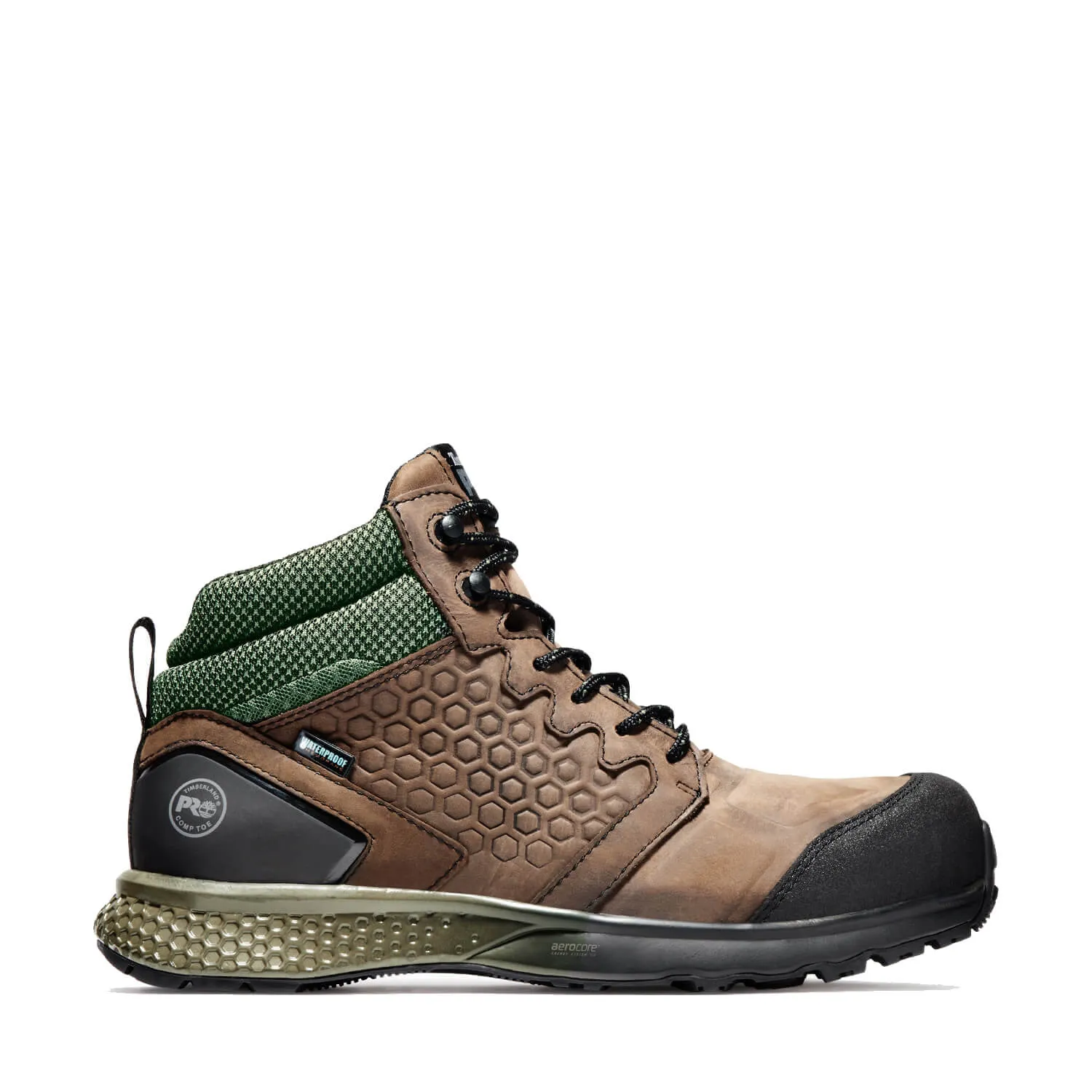 Reaxion Composite-Toe Waterproof Work Boot Brown/Green