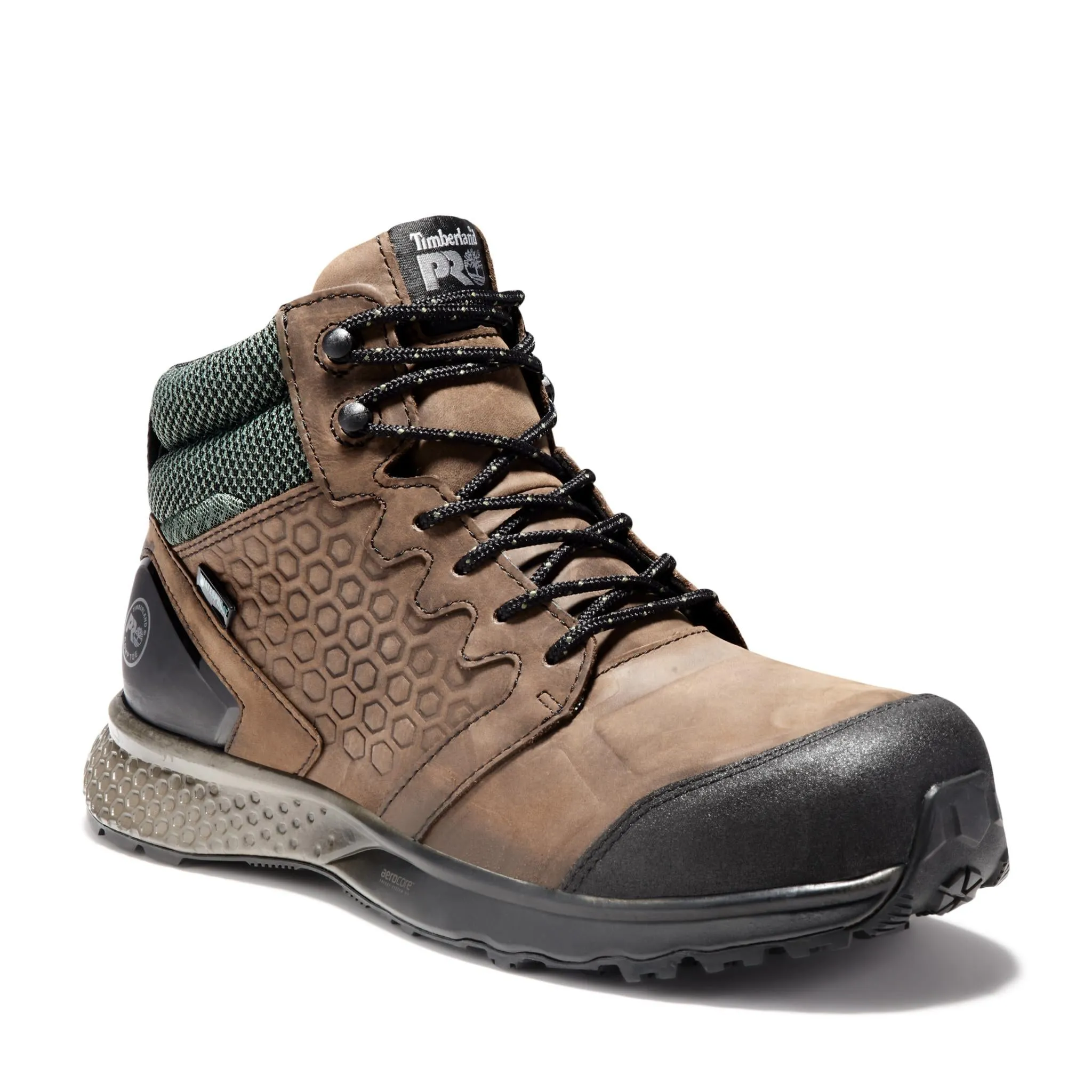 Reaxion Composite-Toe Waterproof Work Boot Brown/Green