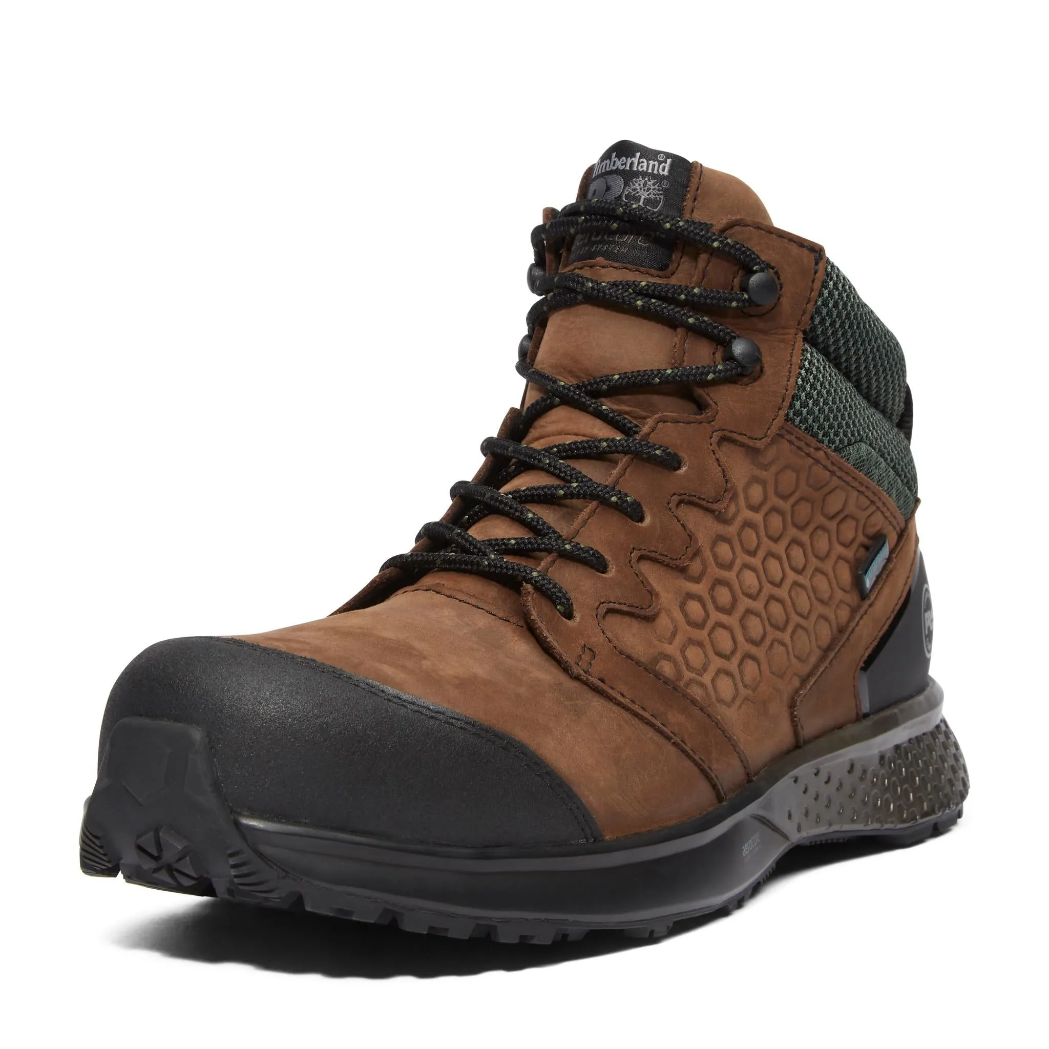 Reaxion Composite-Toe Waterproof Work Boot Brown/Green