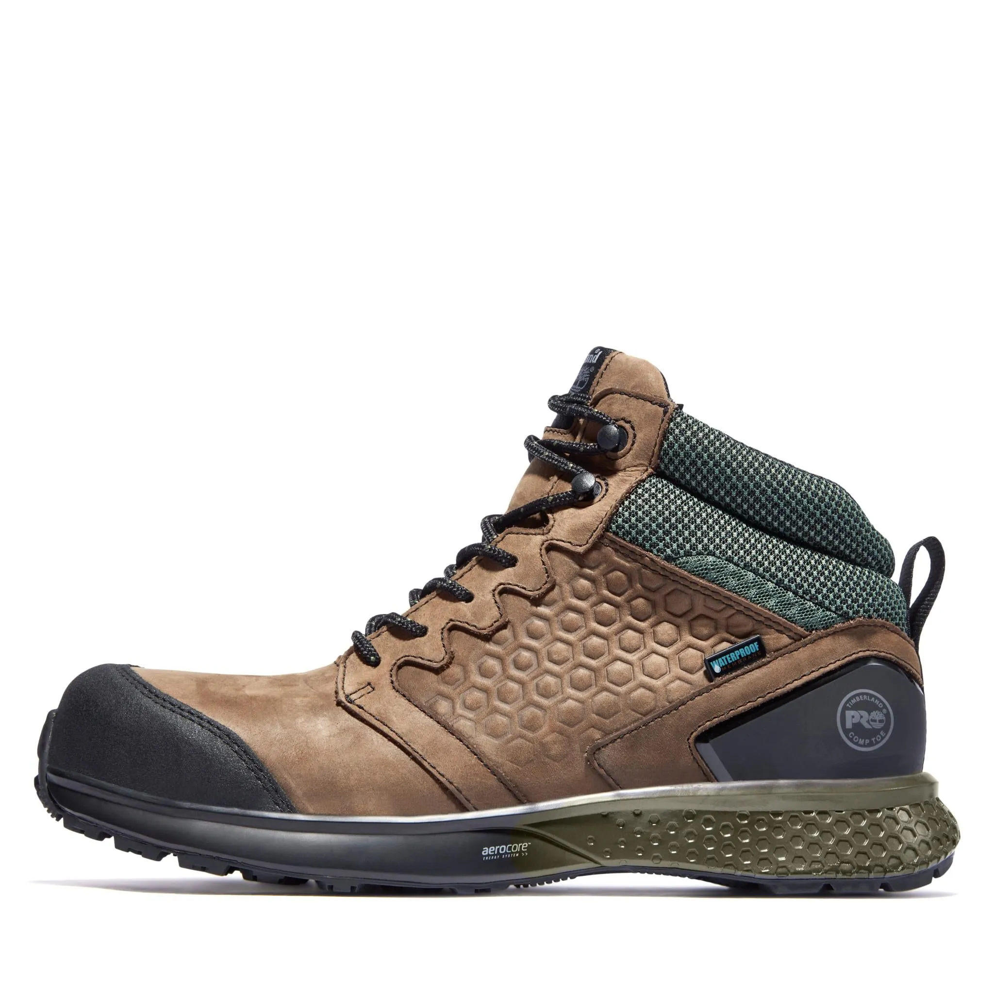 Reaxion Composite-Toe Waterproof Work Boot Brown/Green