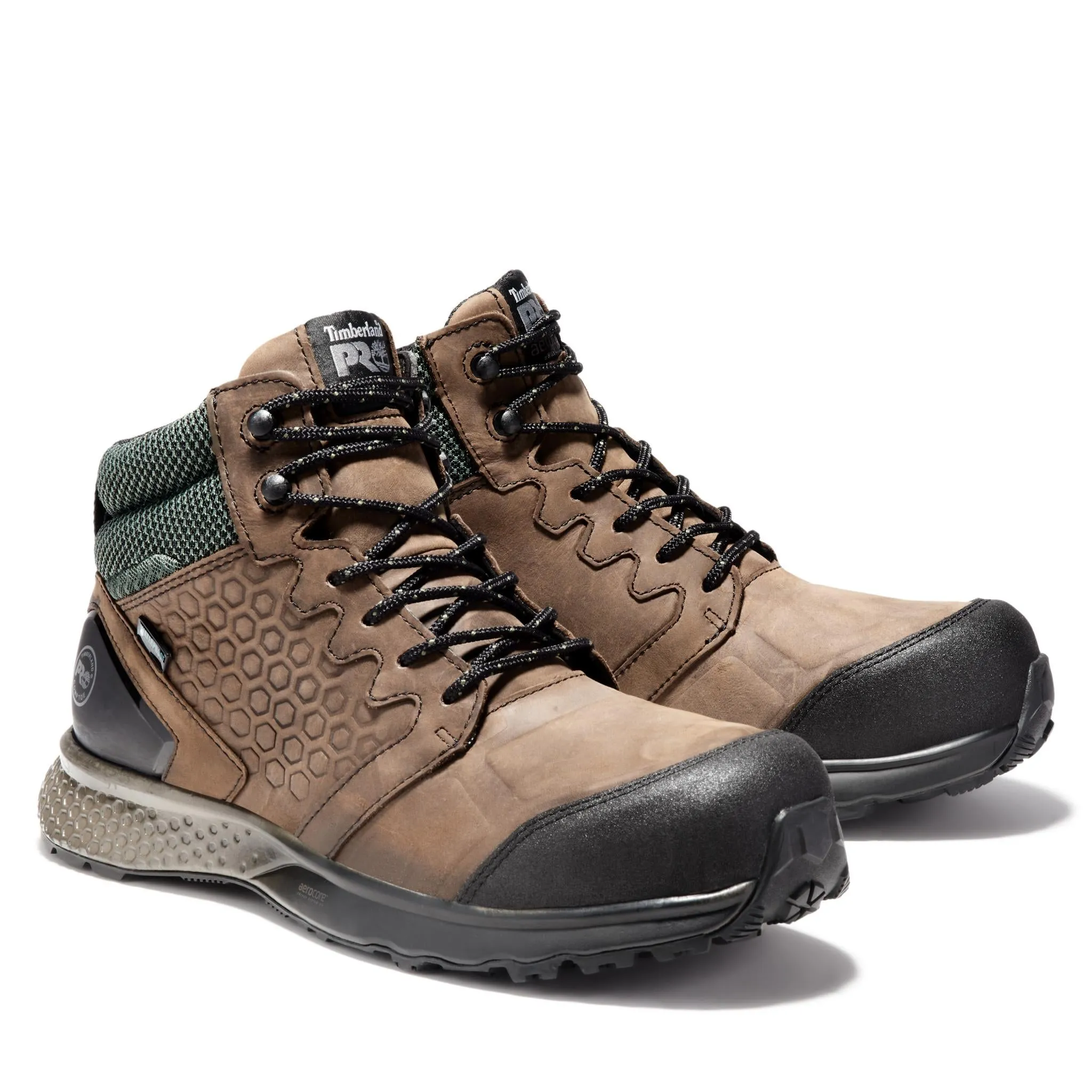 Reaxion Composite-Toe Waterproof Work Boot Brown/Green