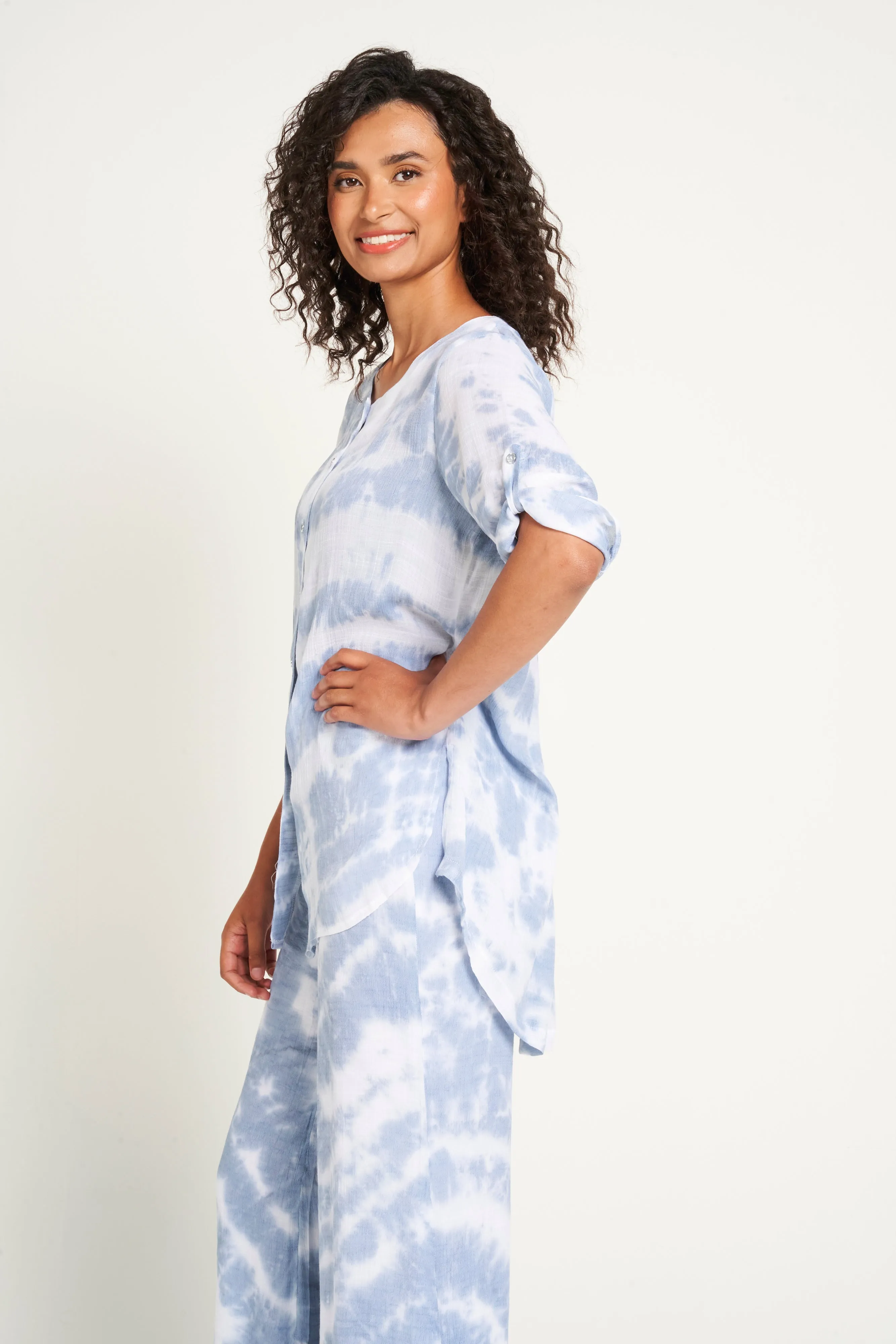 Saloos Tie & Dye Button Through Tunic Shirt