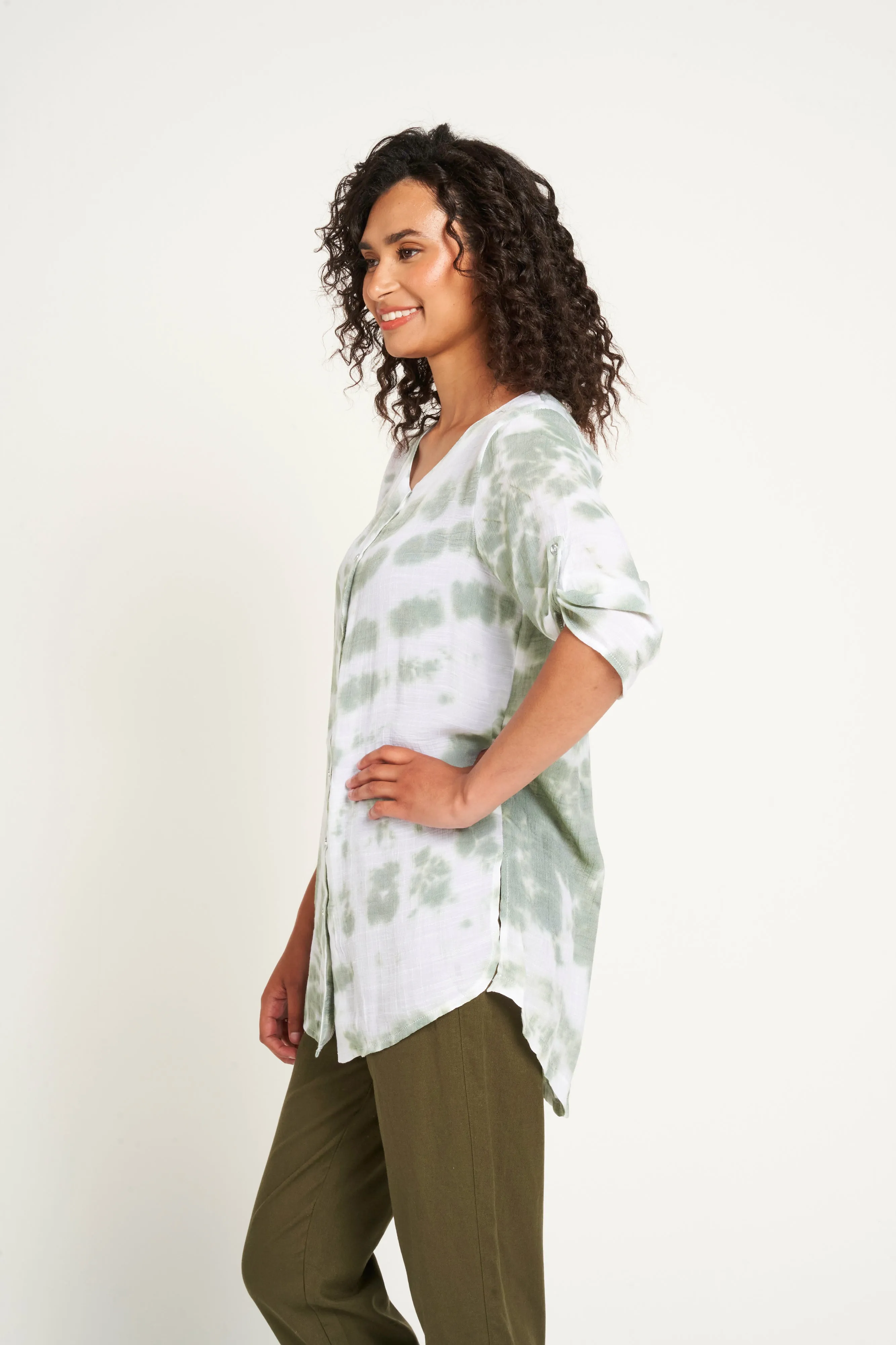 Saloos Tie & Dye Button Through Tunic Shirt