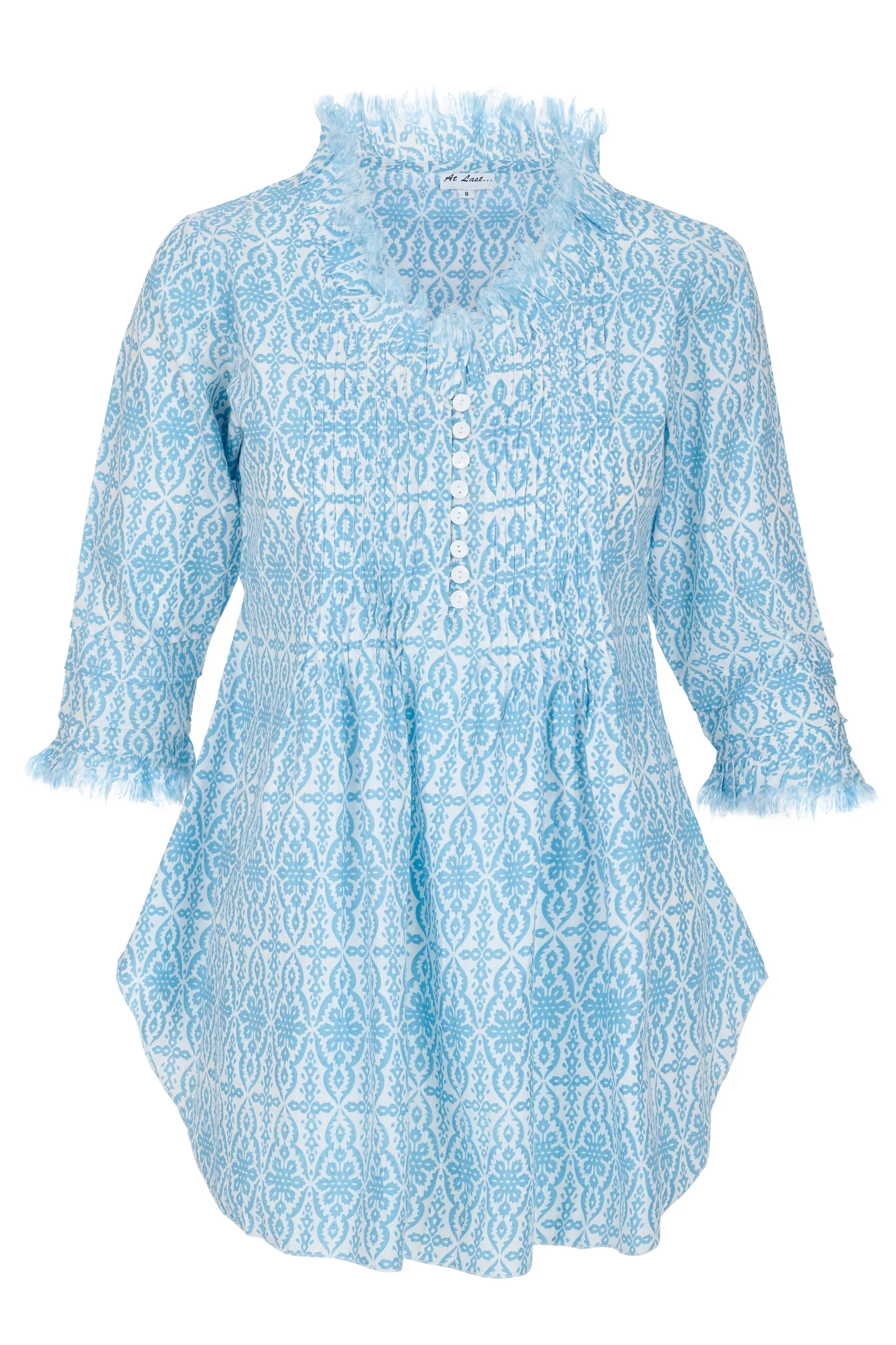 Sophie Cotton Shirt in Baby Blue & White