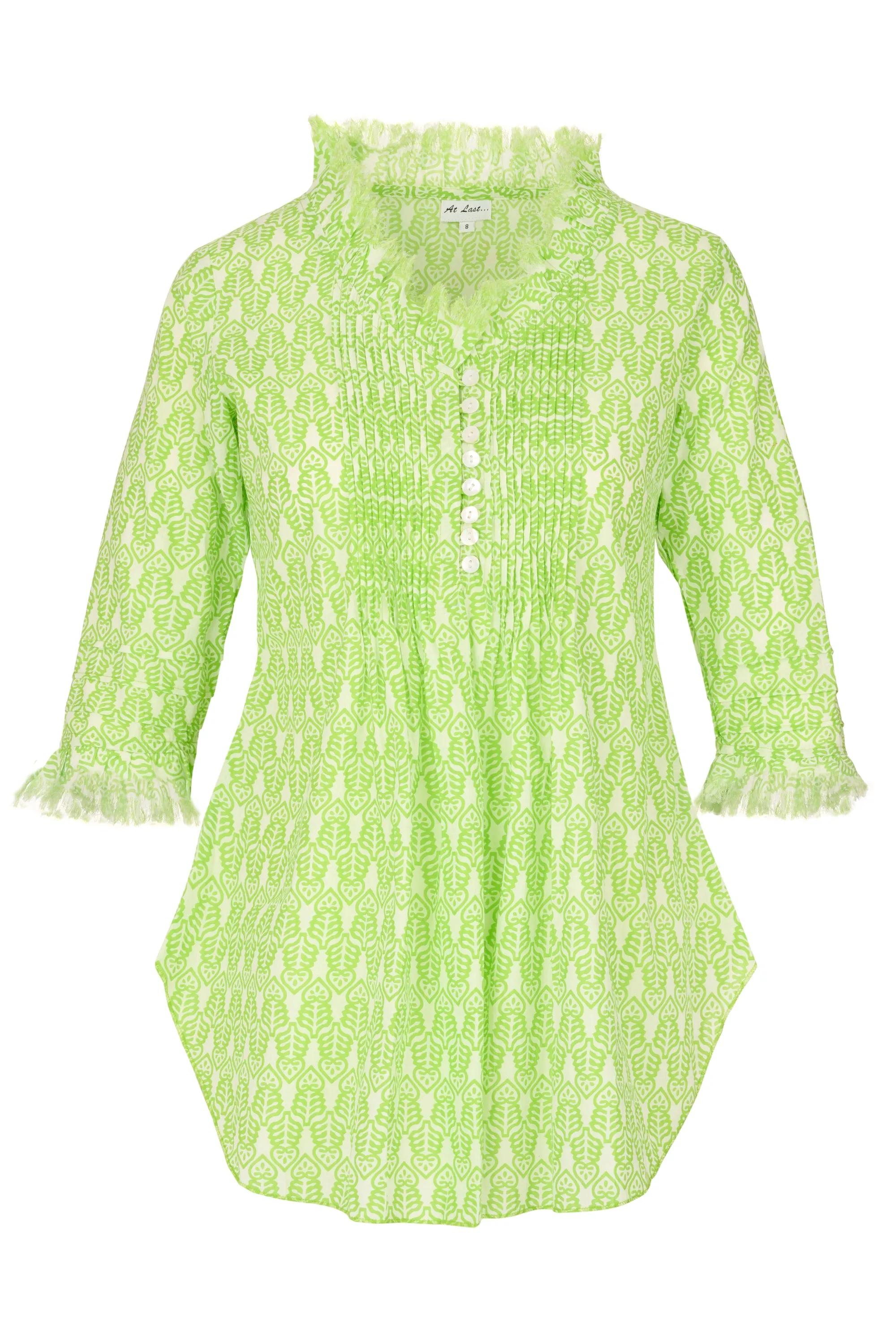 Sophie Cotton Shirt in Fresh Lime & White