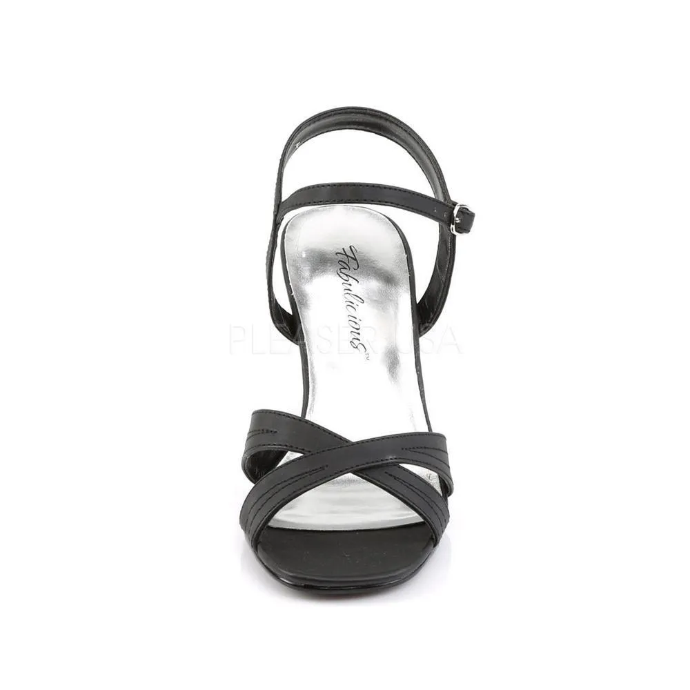 SS-ROMANCE-313 Sandal | Black Faux Leather