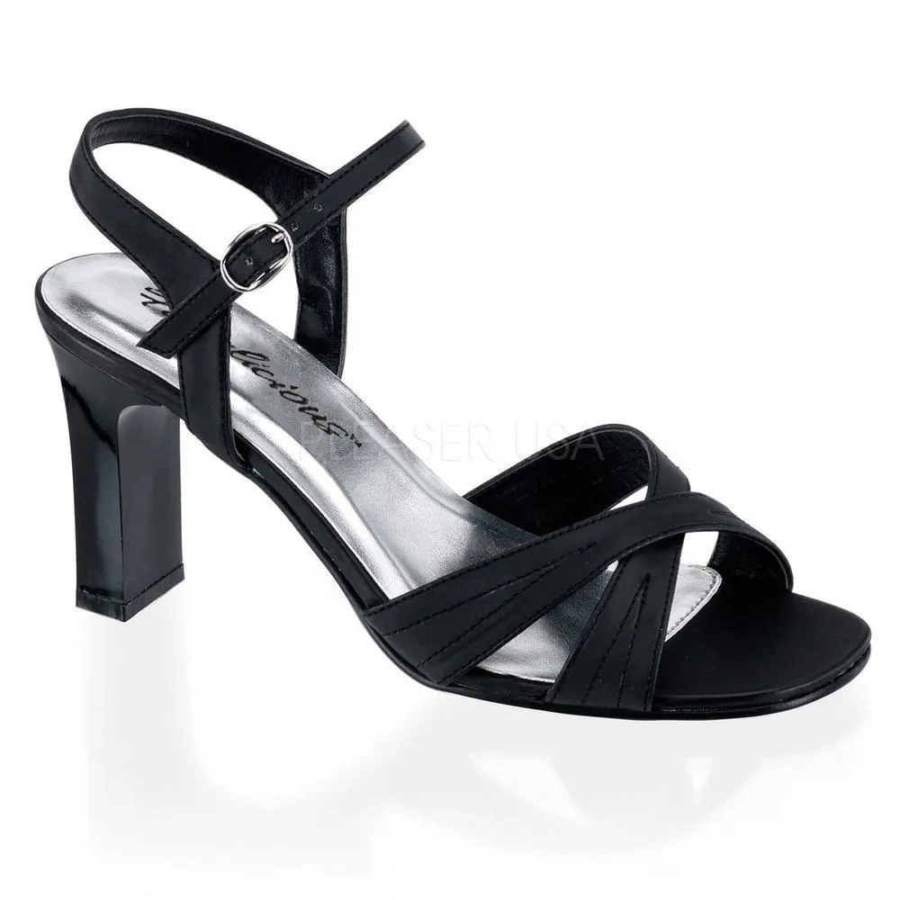 SS-ROMANCE-313 Sandal | Black Faux Leather