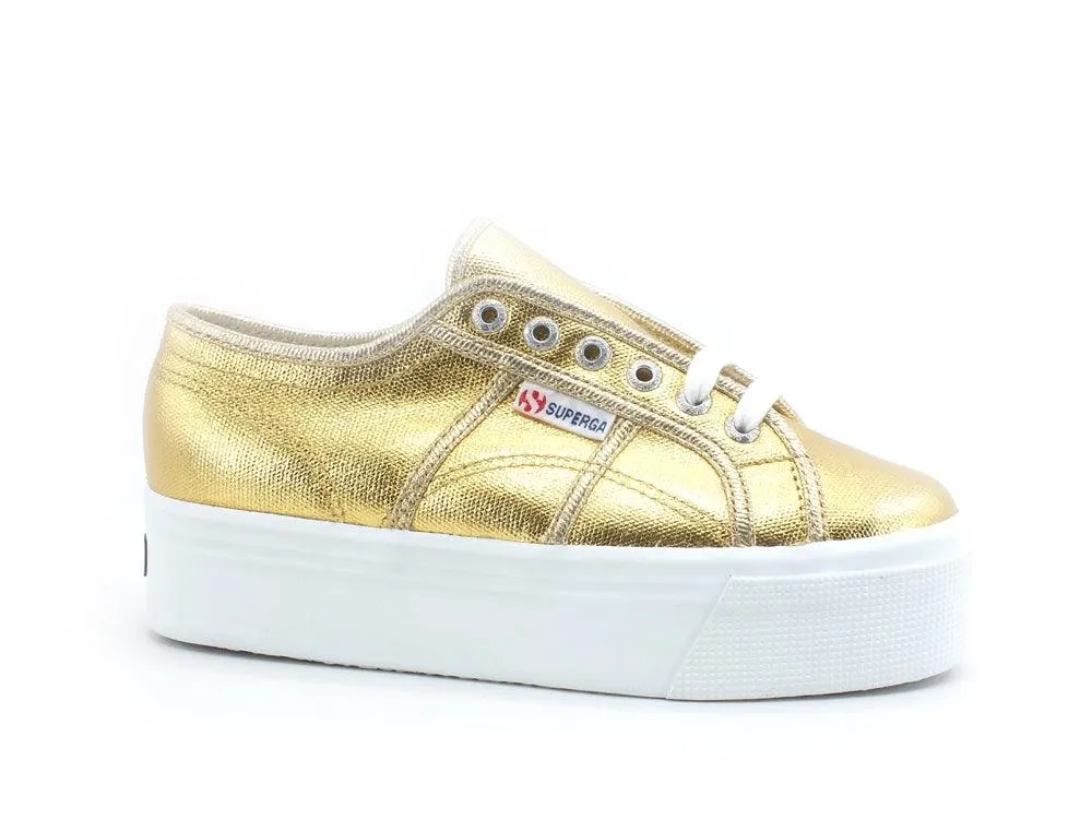 SUPERGA 2790 Metallic Canvas Sneaker Platform Yellow Gold S21174W