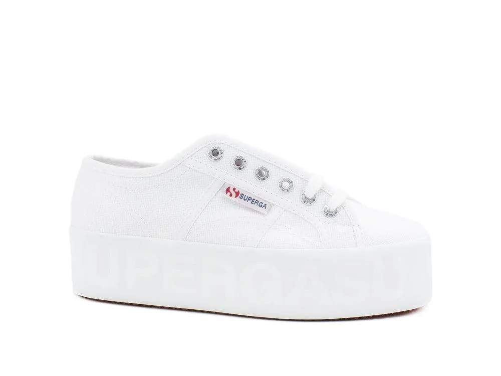 SUPERGA 2790 Shiny Printed Platform Sneaker Donna White S71161W