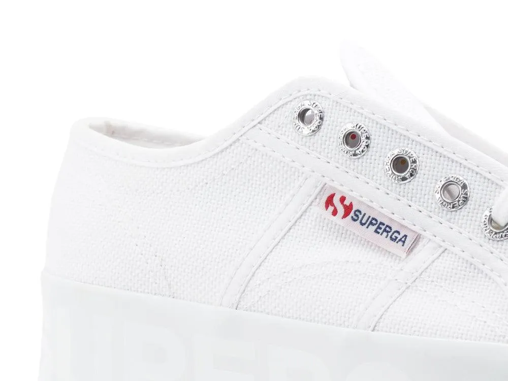 SUPERGA 2790 Shiny Printed Platform Sneaker Donna White S71161W