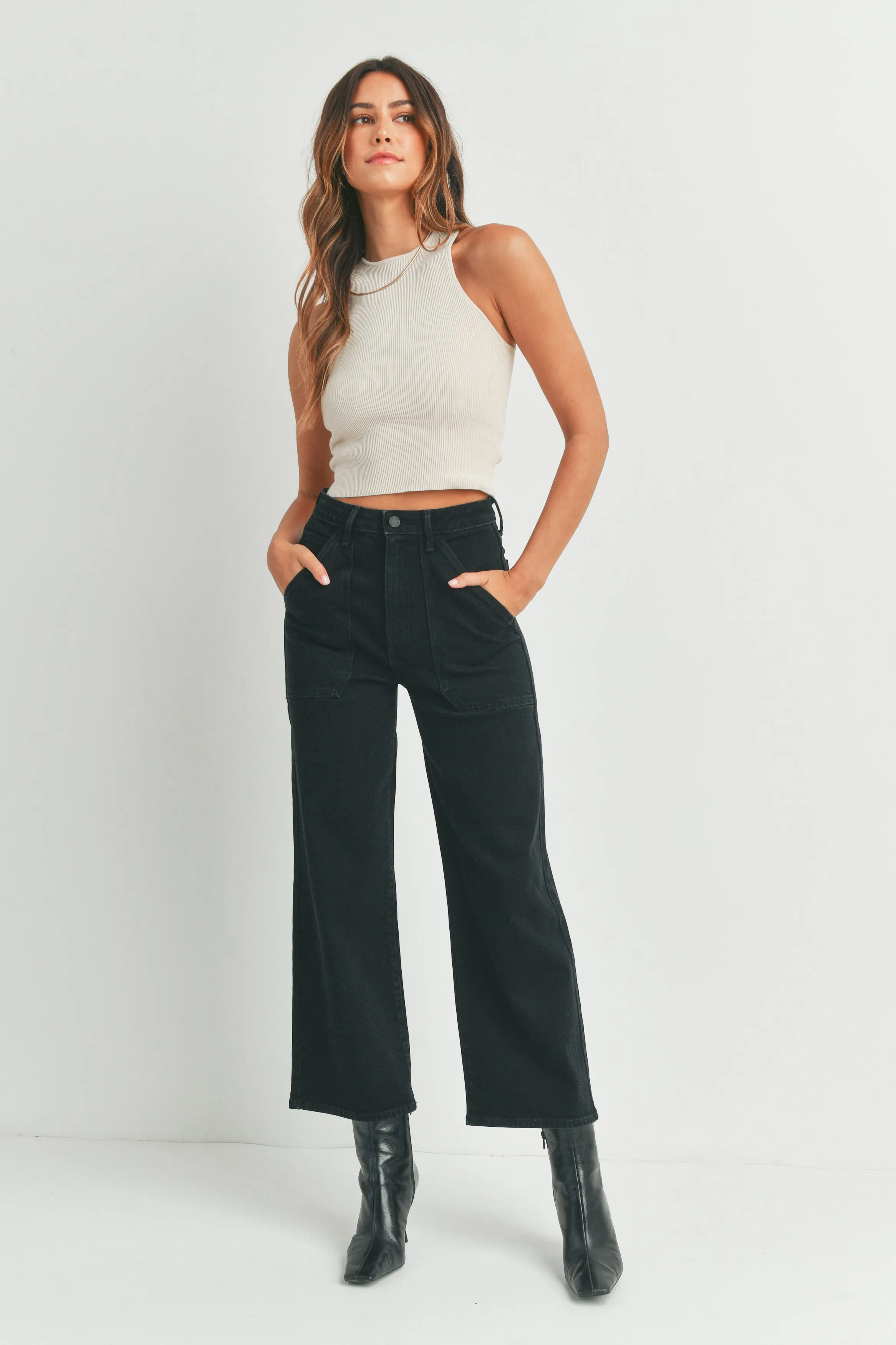 The Hailey Wide Leg Cargo Pocket Jeans